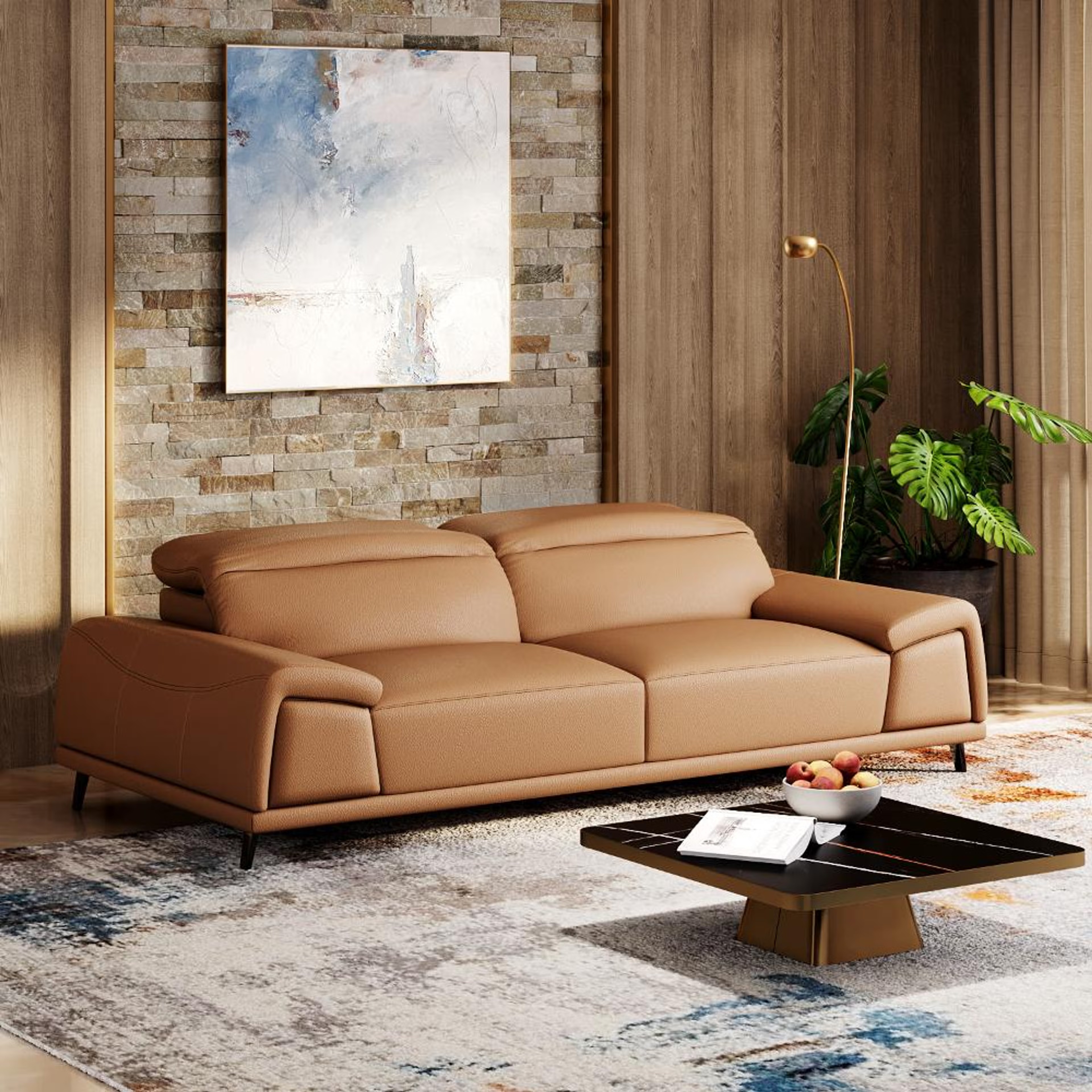 Wakefit Suva Sofa - Three Seater Regular, Three Seater, Camel