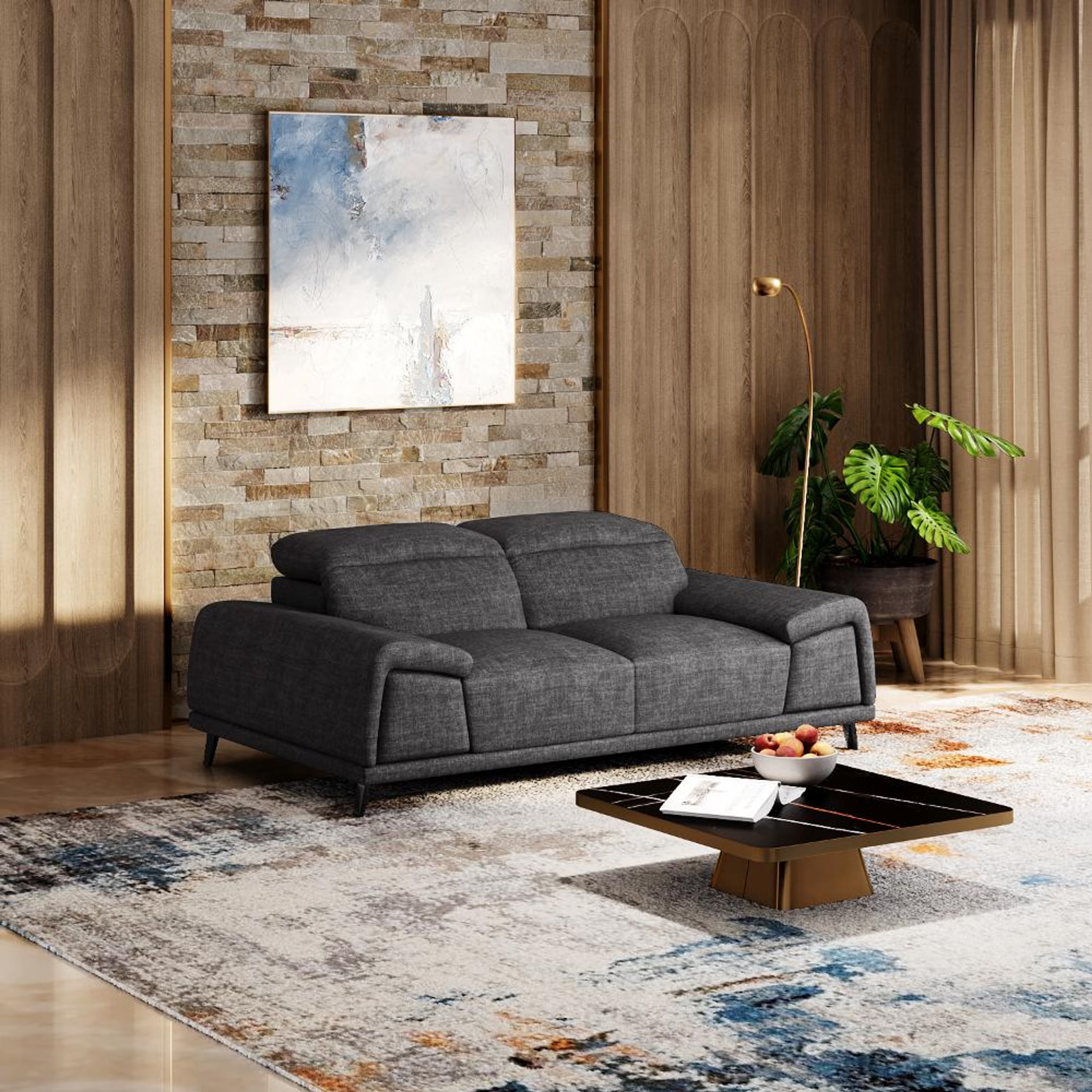Home 32 Wakefit Suva Sofa - Two Seater Regular, Two Seater, Graphite
