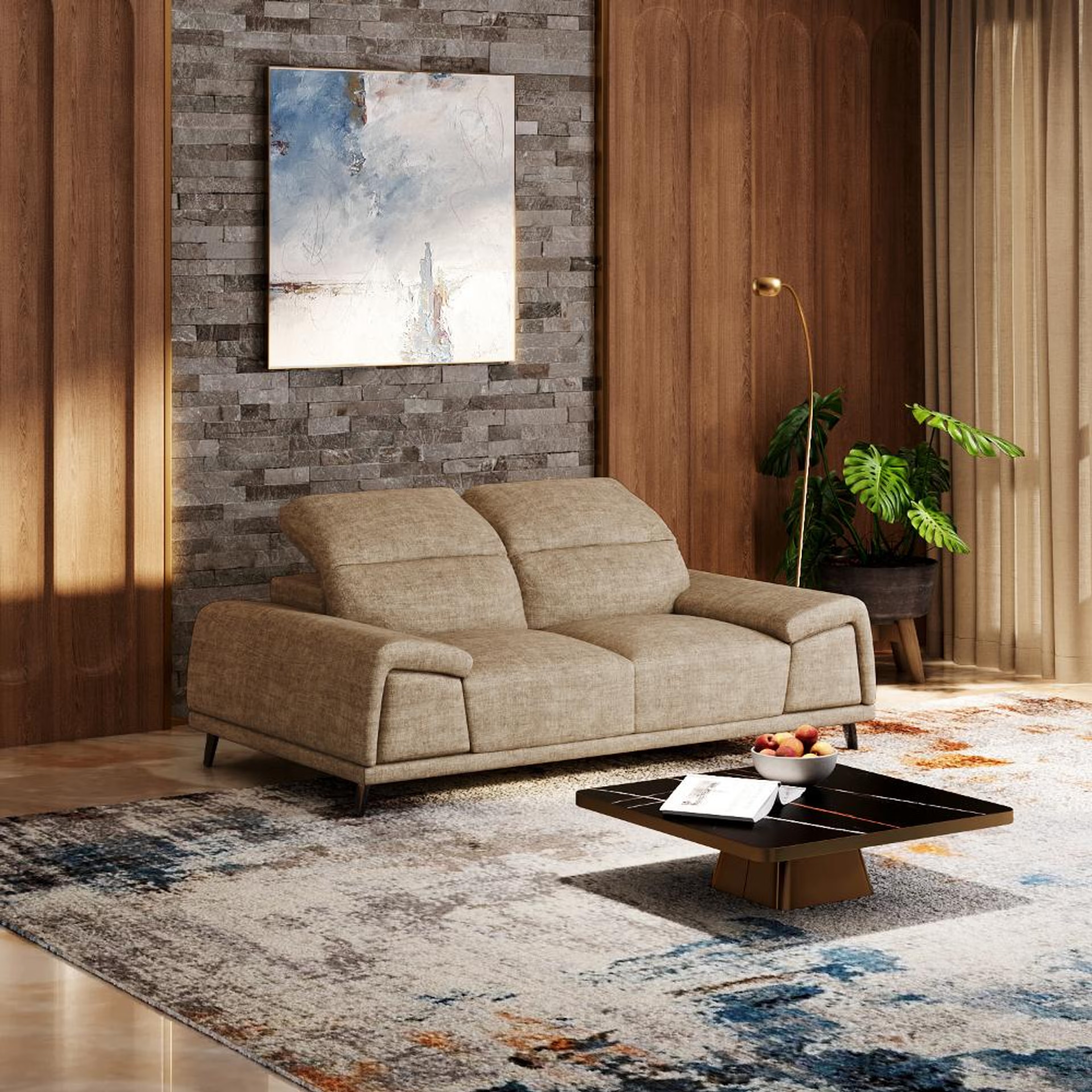 Home 36 Wakefit Suva Sofa - Two Seater Regular, Two Seater, Taupe