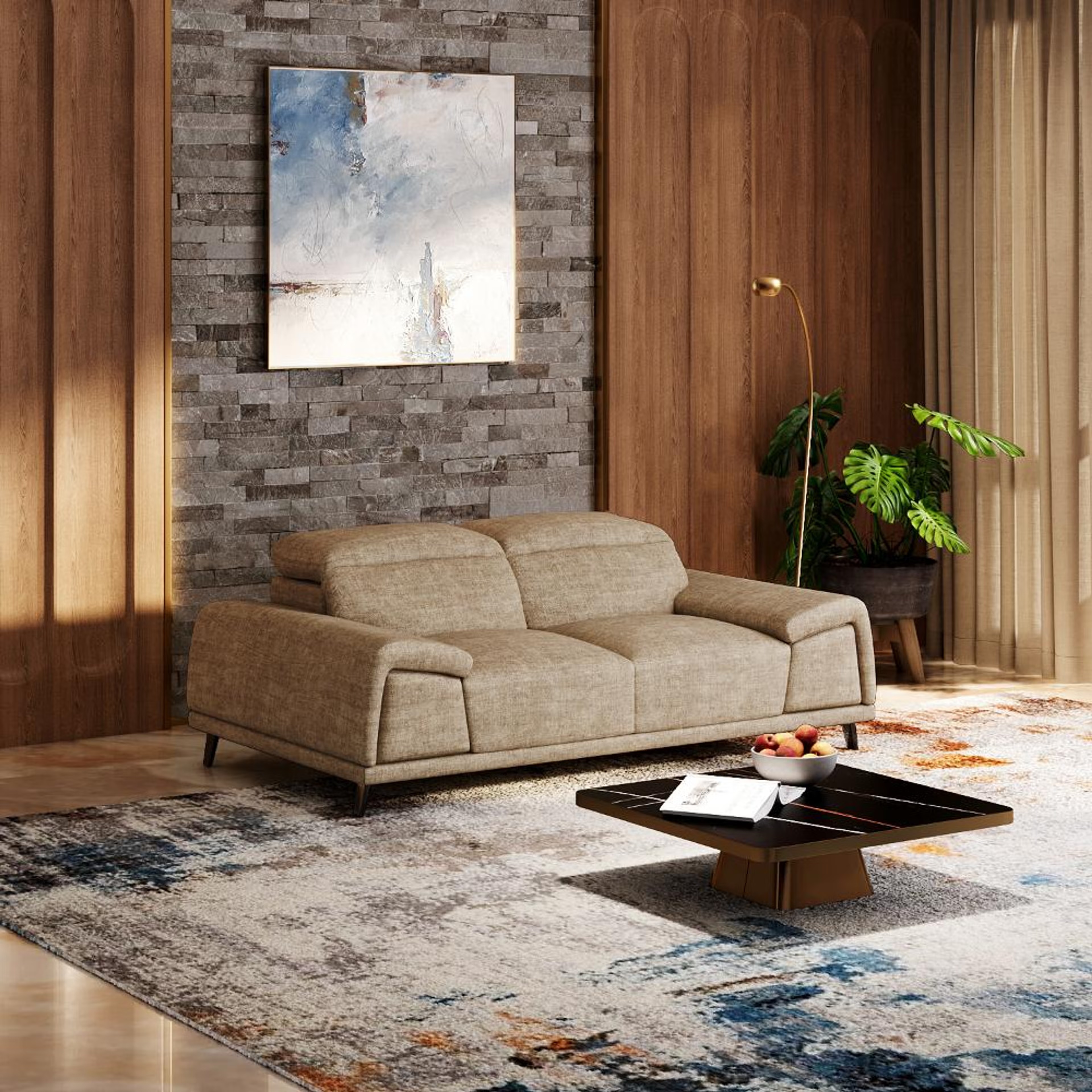 Home 37 Wakefit Suva Sofa - Two Seater Regular, Two Seater, Taupe