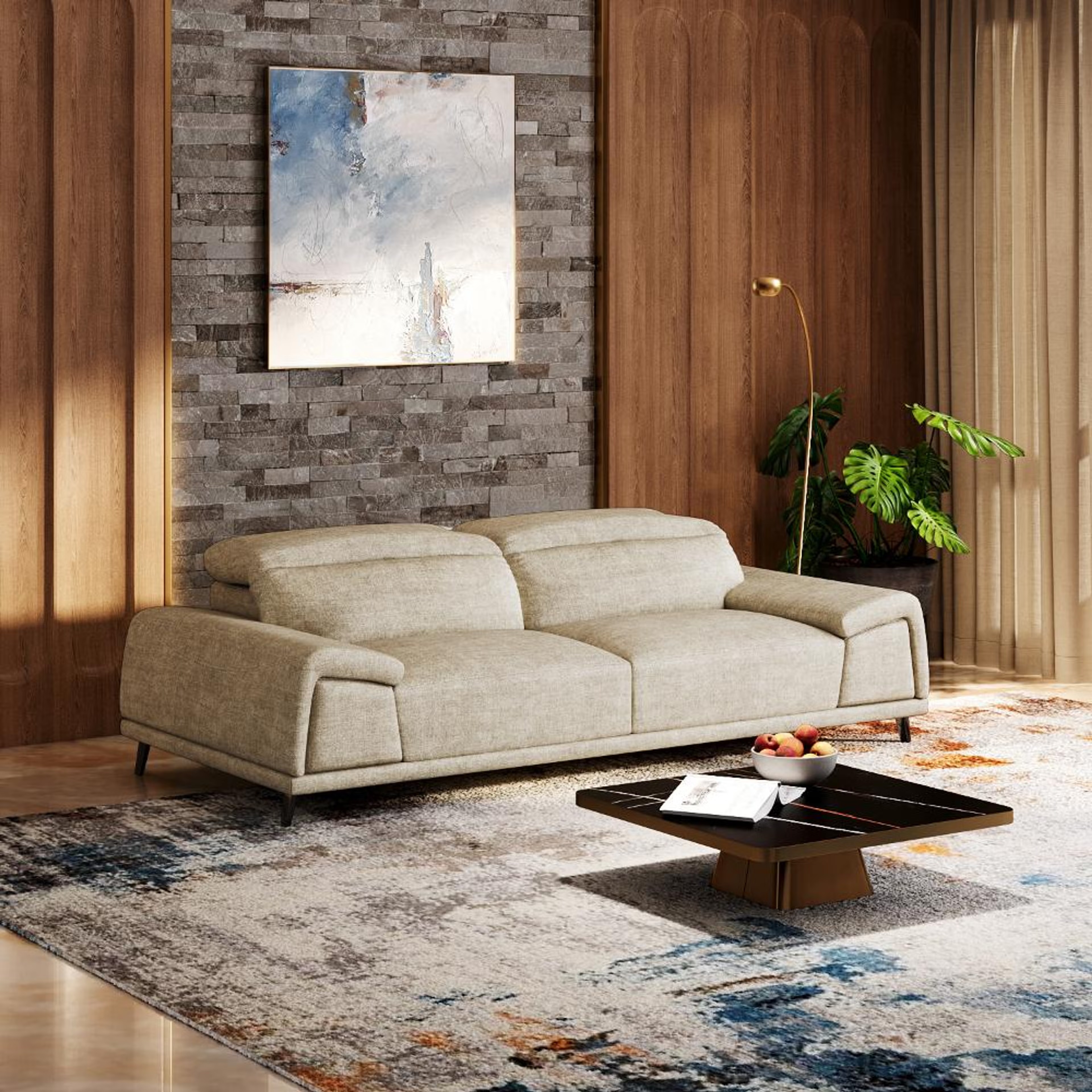 Home 37 Wakefit Suva Sofa - Three Seater Regular, Three Seater, Beige