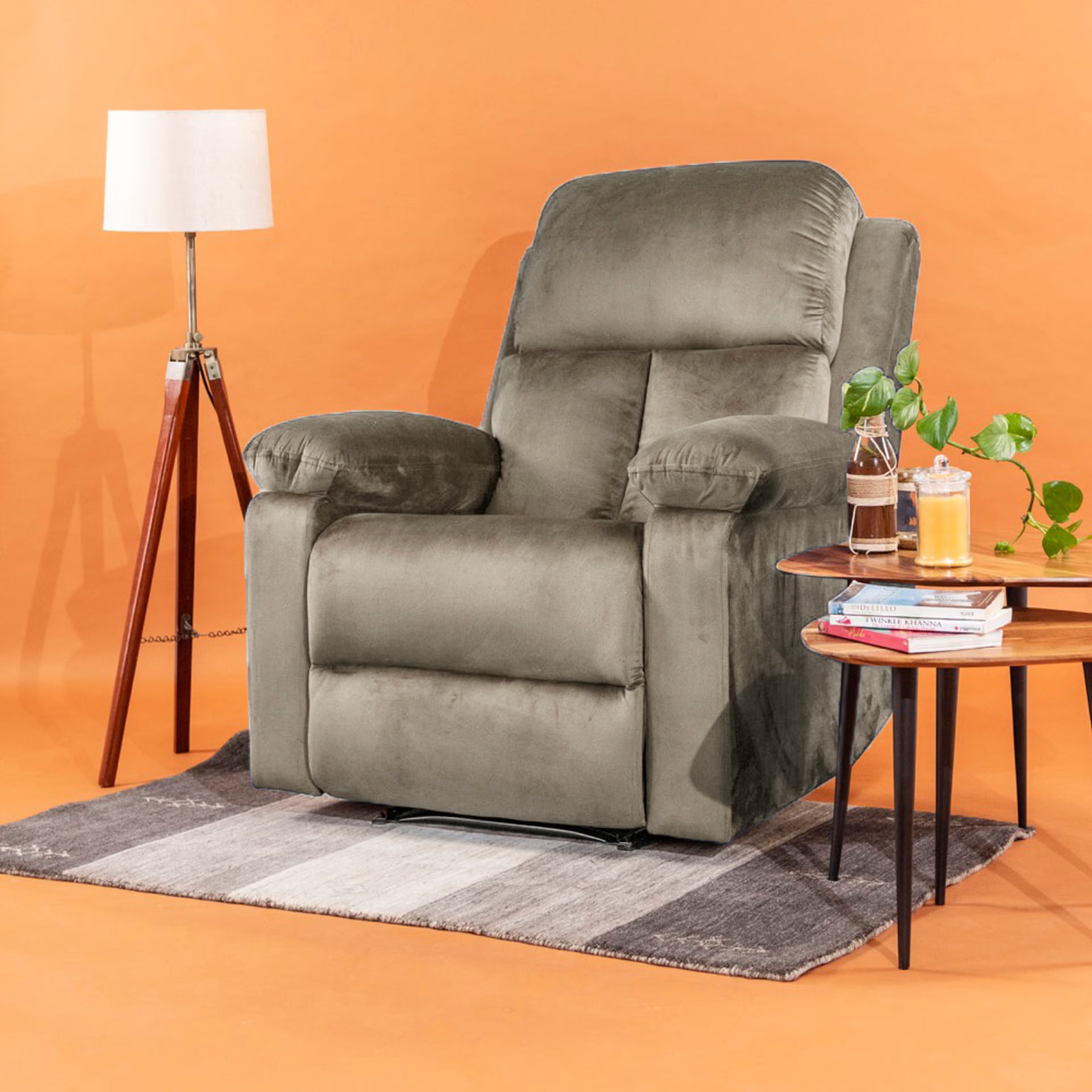 Wakefit Stargazer Recliner - 1 Seater - Stone Manual, Regular, 1 Seater, Stone