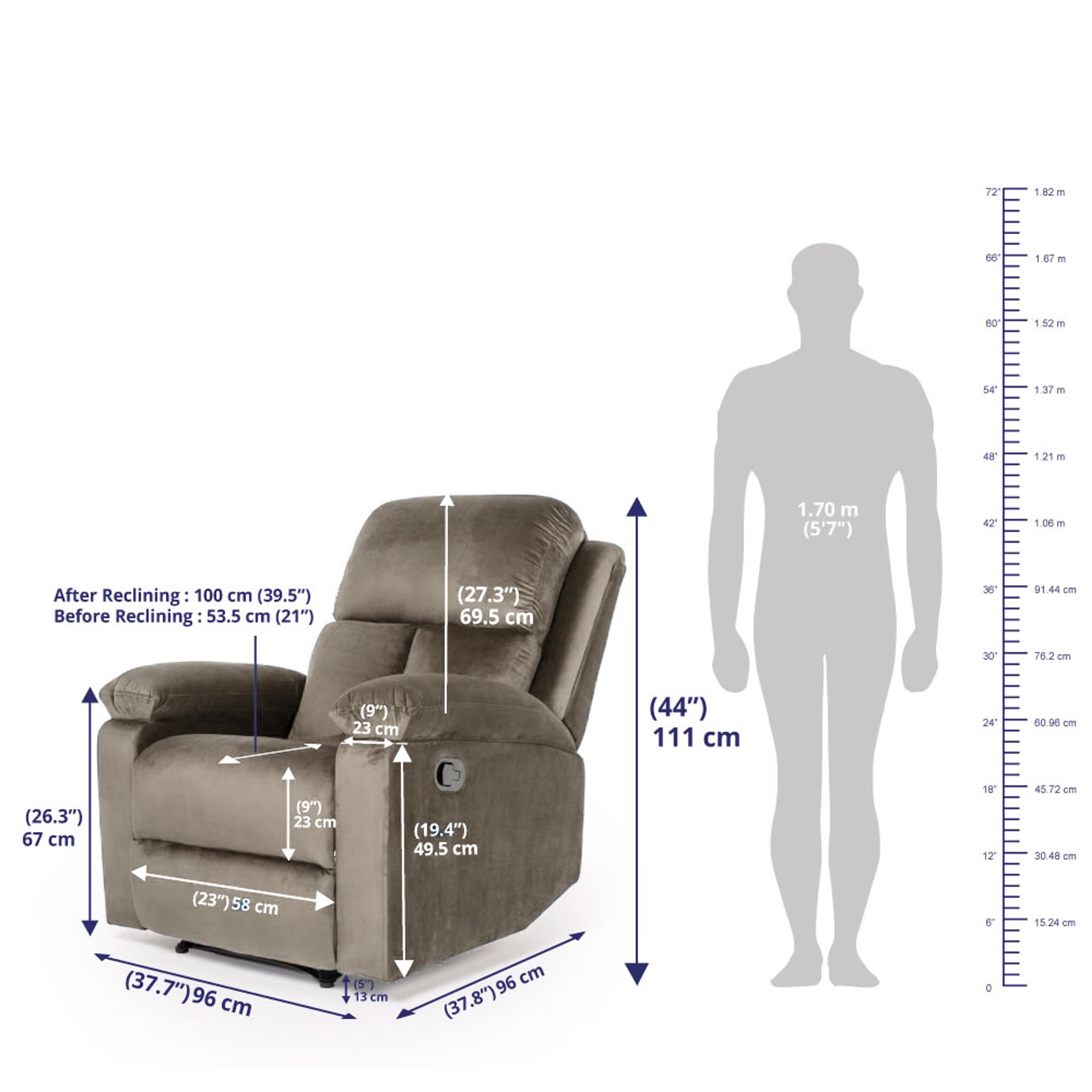 Wakefit Stargazer Recliner - 1 Seater - Stone Manual, Regular, 1 Seater, Stone 16 Wakefit Stargazer Recliner - 1 Seater - Stone Manual, Regular, 1 Seater, Stone