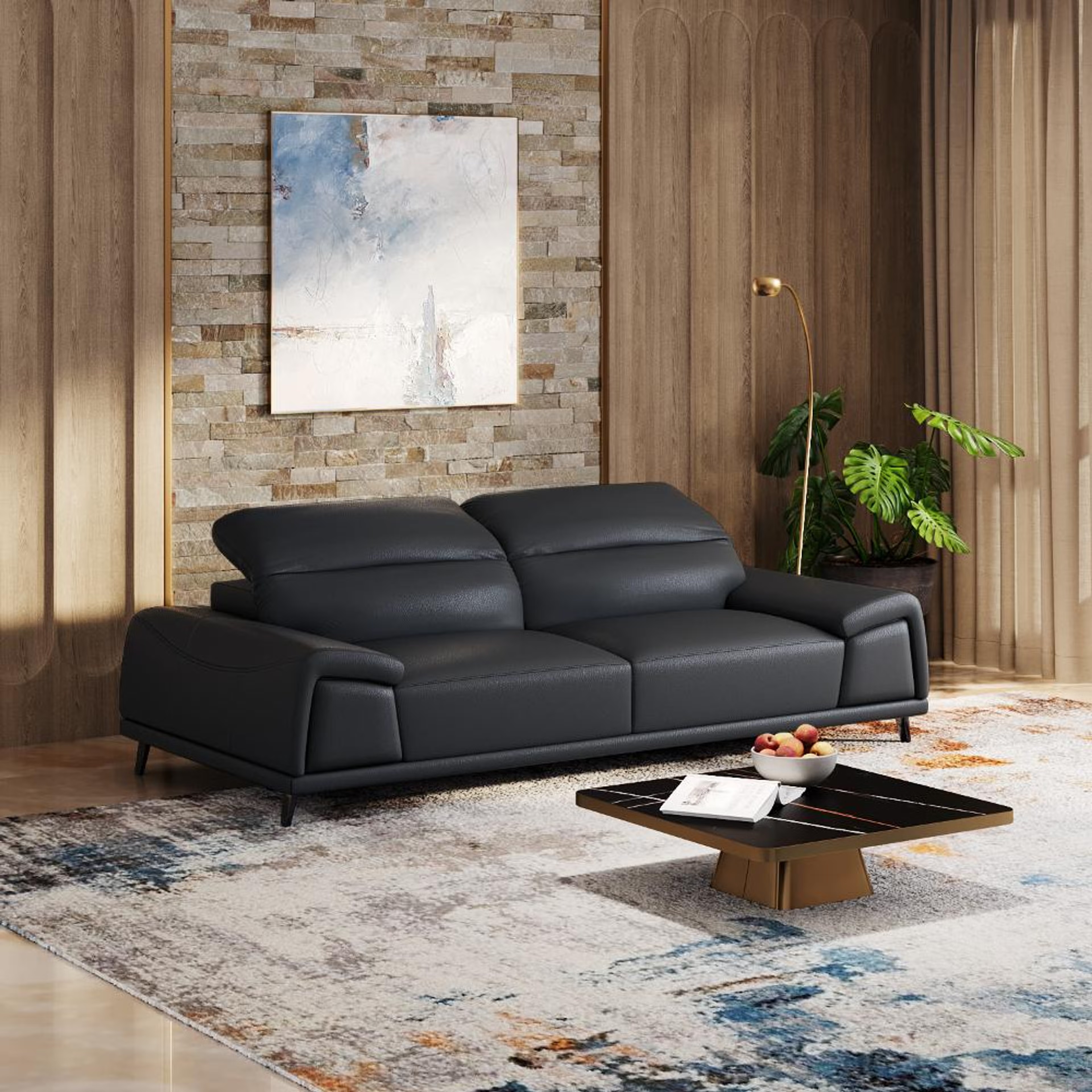 Home 37 Wakefit Suva Sofa Set (3+2+1) Seater Regular, Set (3+2+1), Black