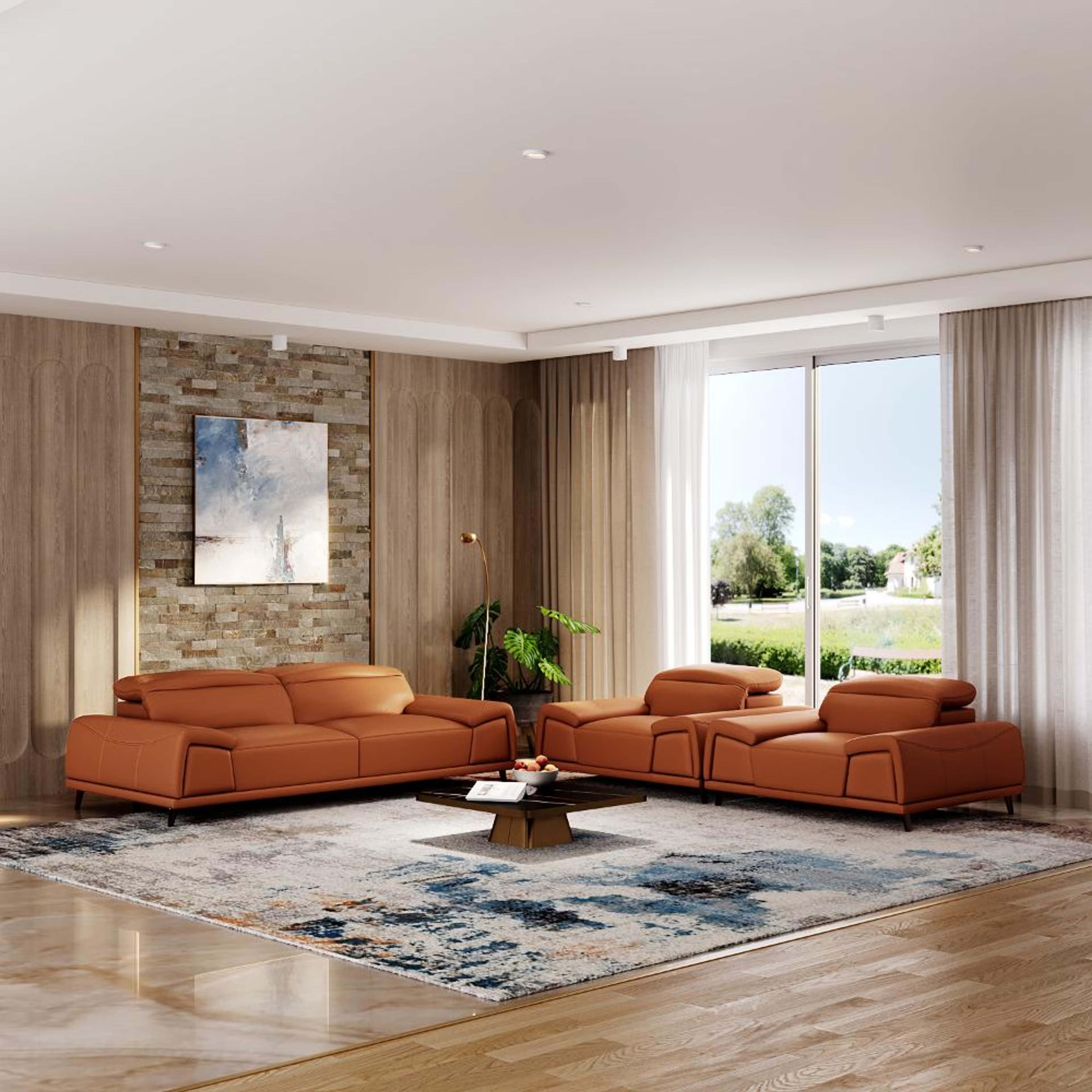 Wakefit Suva Sofa Set (3+1+1) Seater Regular, Set (3+1+1), Tan