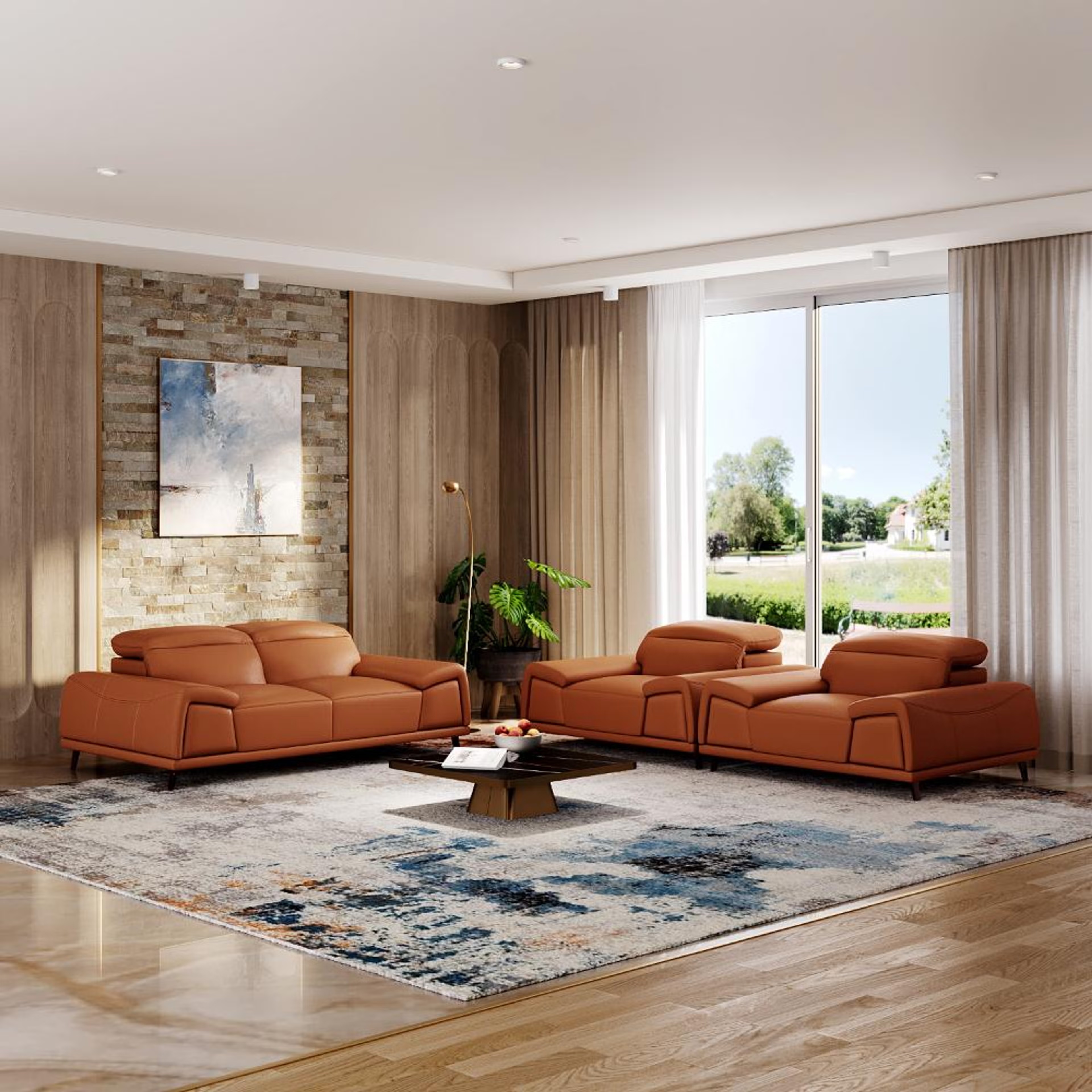 Wakefit Suva Sofa Set (2+1+1) Seater Regular, Set (2+1+1), Tan