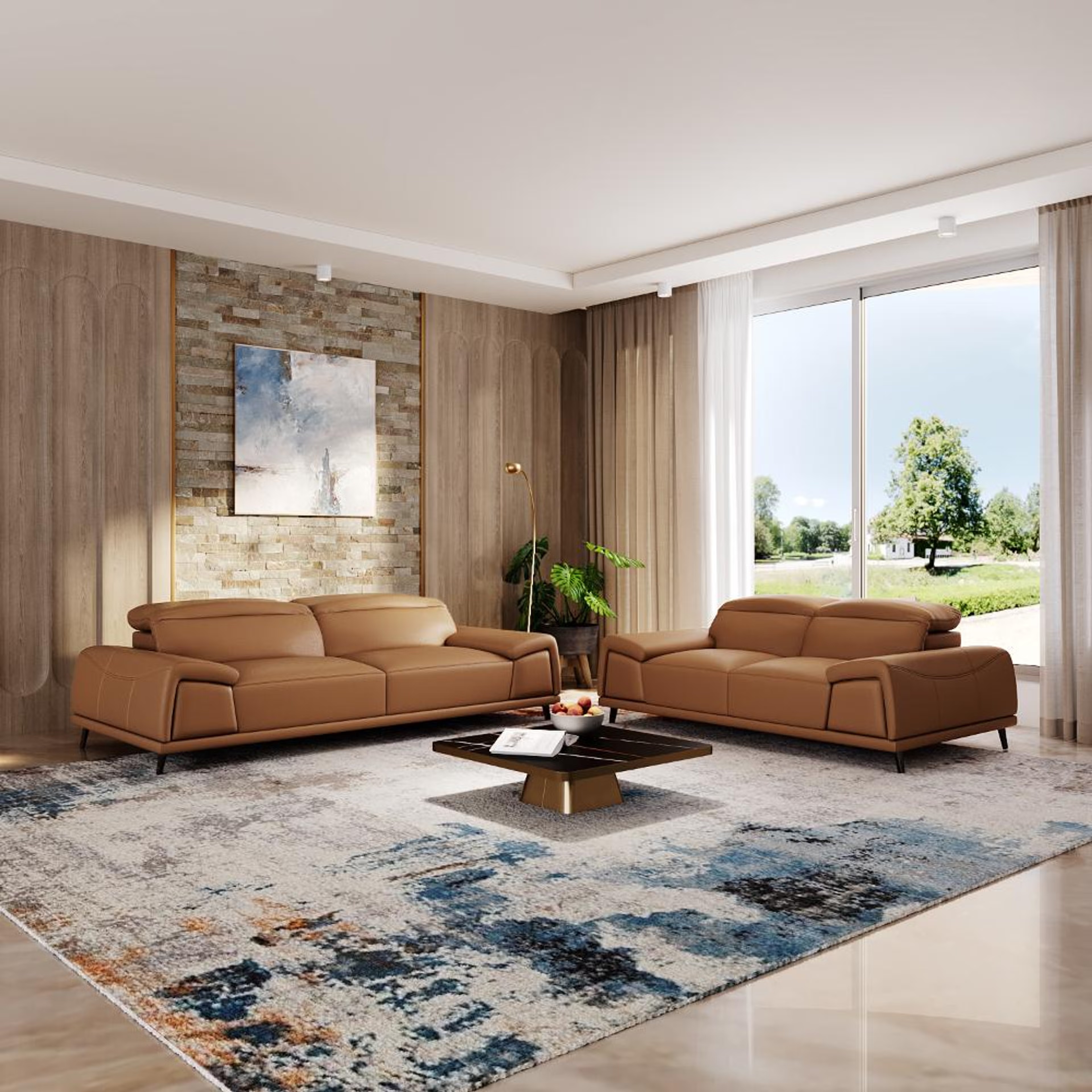 Home 44 Wakefit Suva Sofa Set (3+2) Seater Regular, Set (3+2), Camel