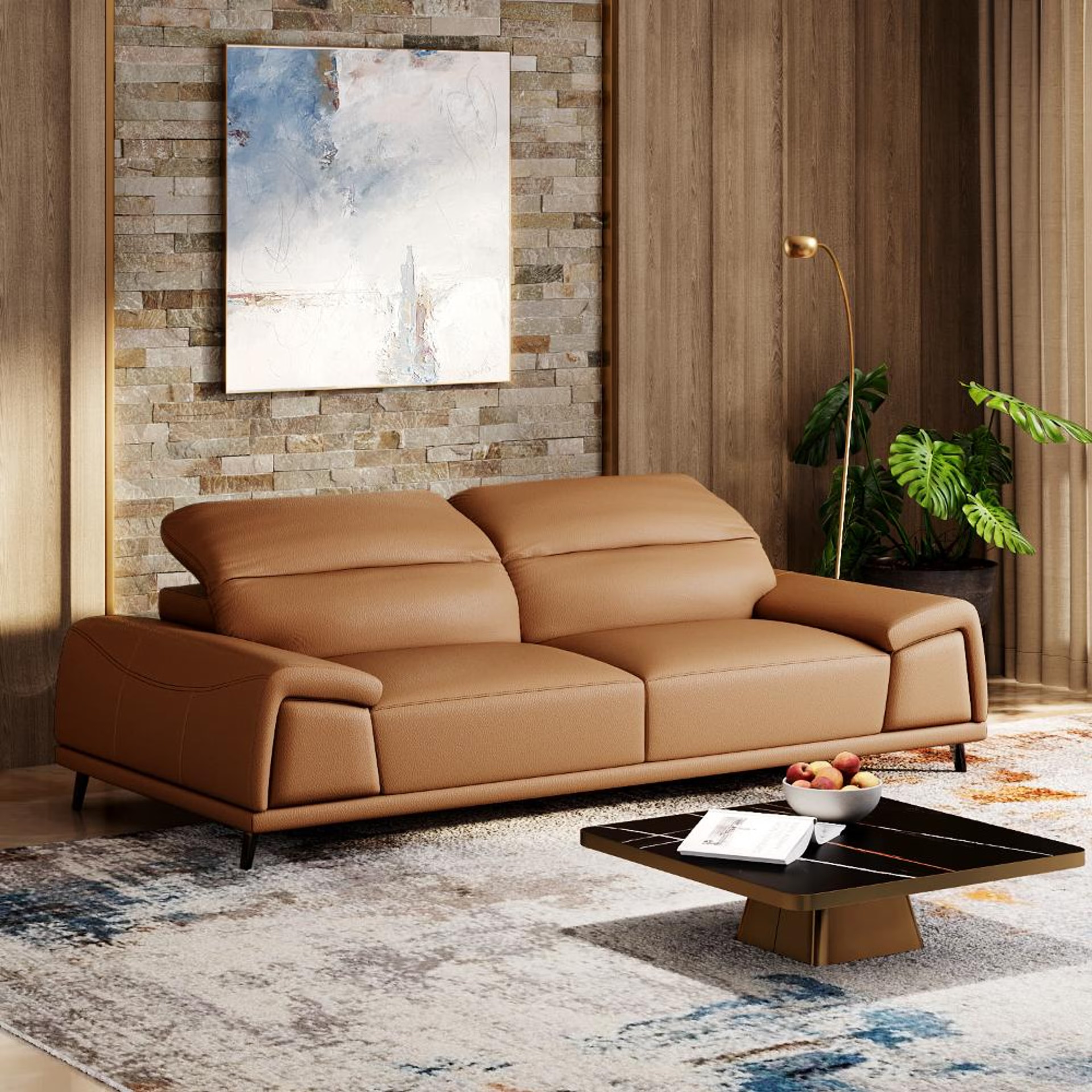 Home 45 Wakefit Suva Sofa Set (3+2) Seater Regular, Set (3+2), Camel