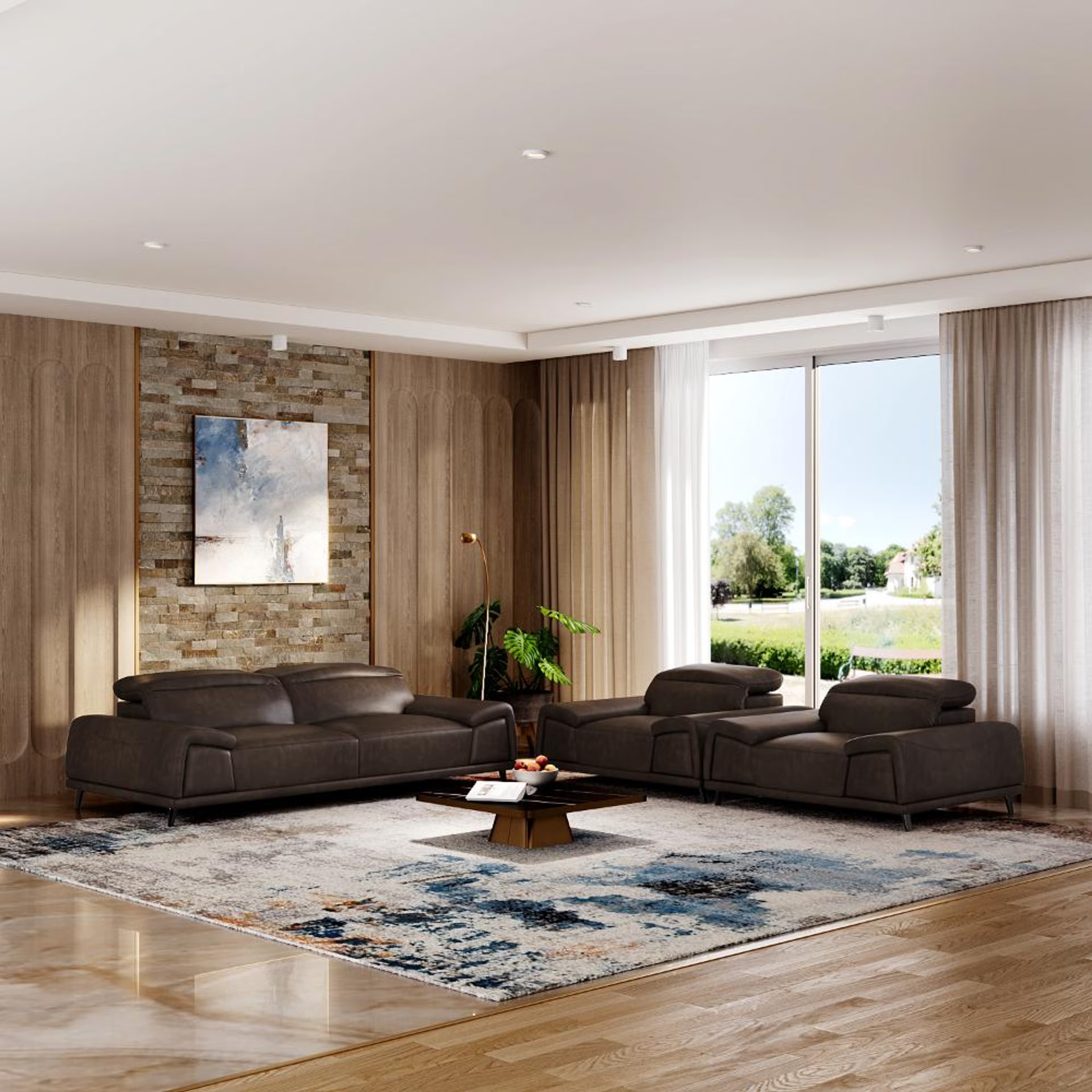 Home 37 Wakefit Suva Sofa Set (3+1+1) Seater Regular, Set (3+1+1), Brown