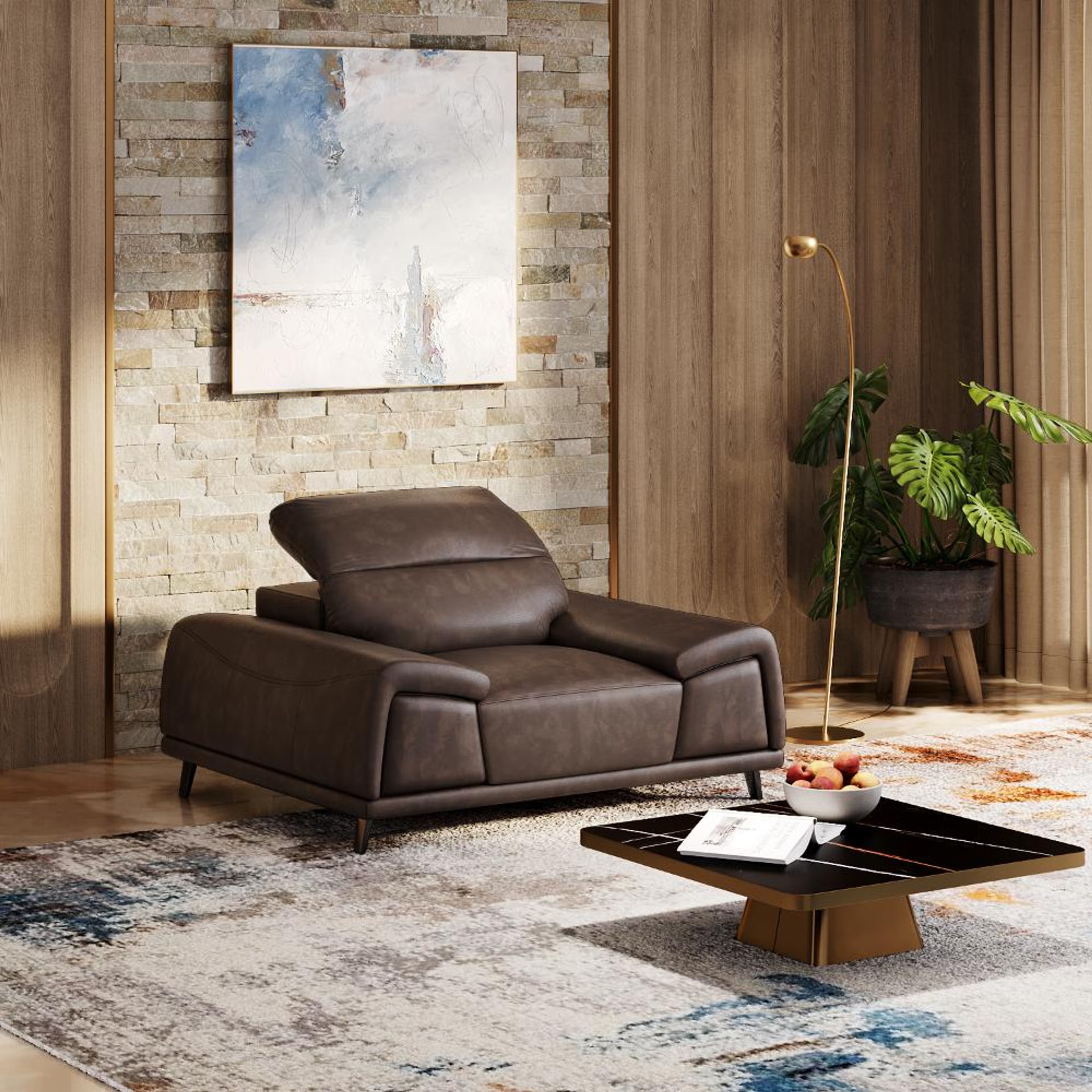 Home 39 Wakefit Suva Sofa Set (3+1+1) Seater Regular, Set (3+1+1), Brown
