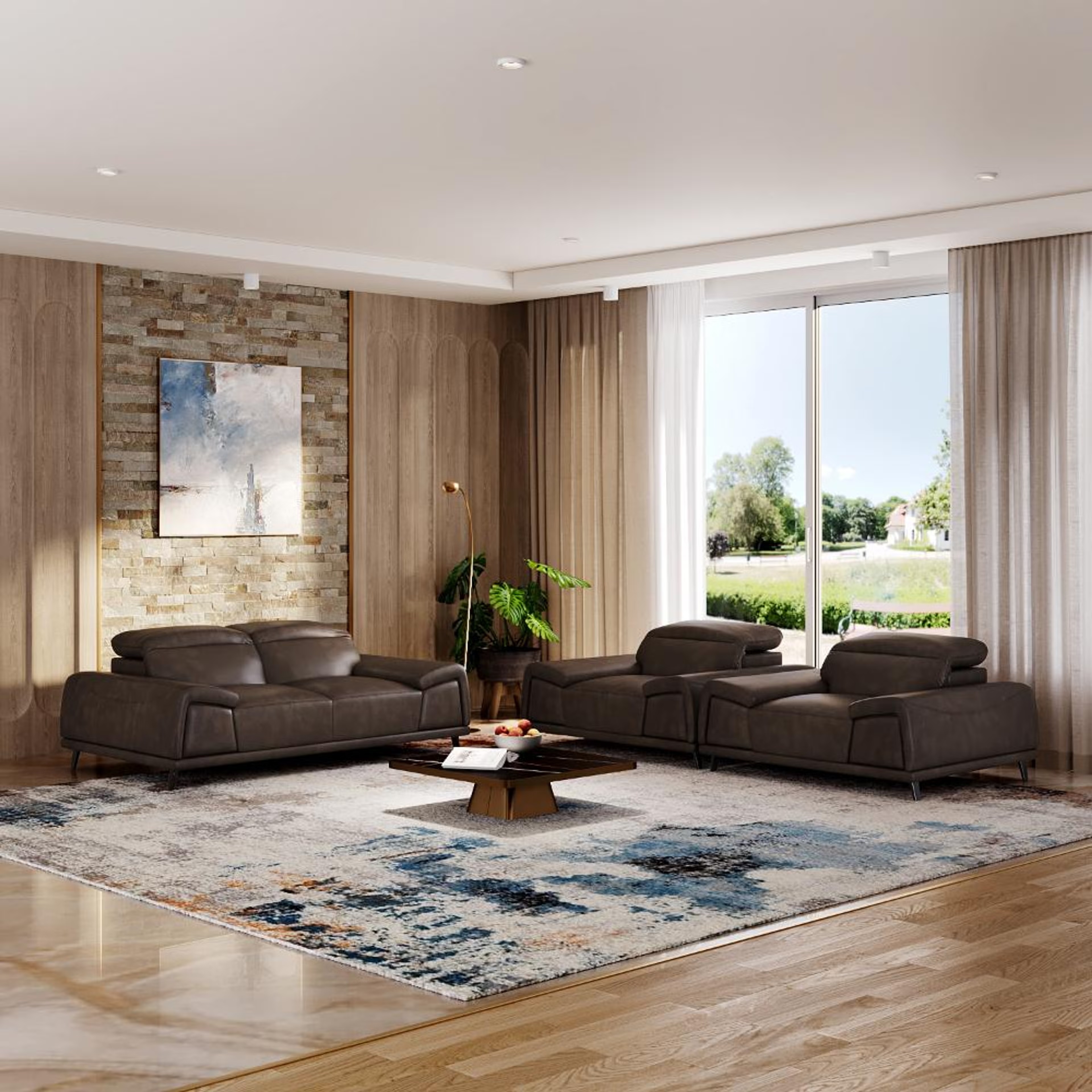 Wakefit Suva Sofa Set (2+1+1) Seater Regular, Set (2+1+1), Brown