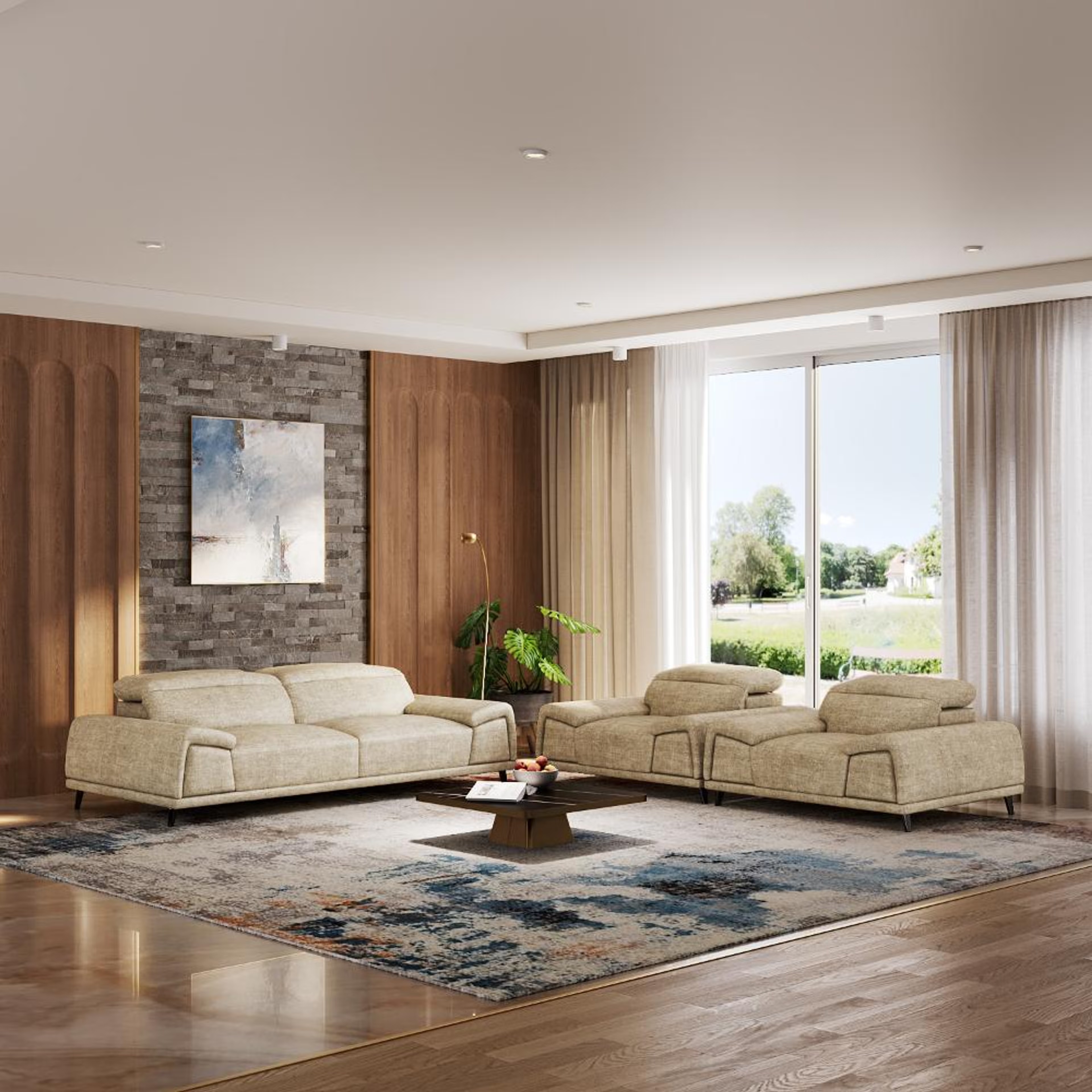 Home 37 Wakefit Suva Sofa Set (3+1+1) Seater Regular, Set (3+1+1), Beige