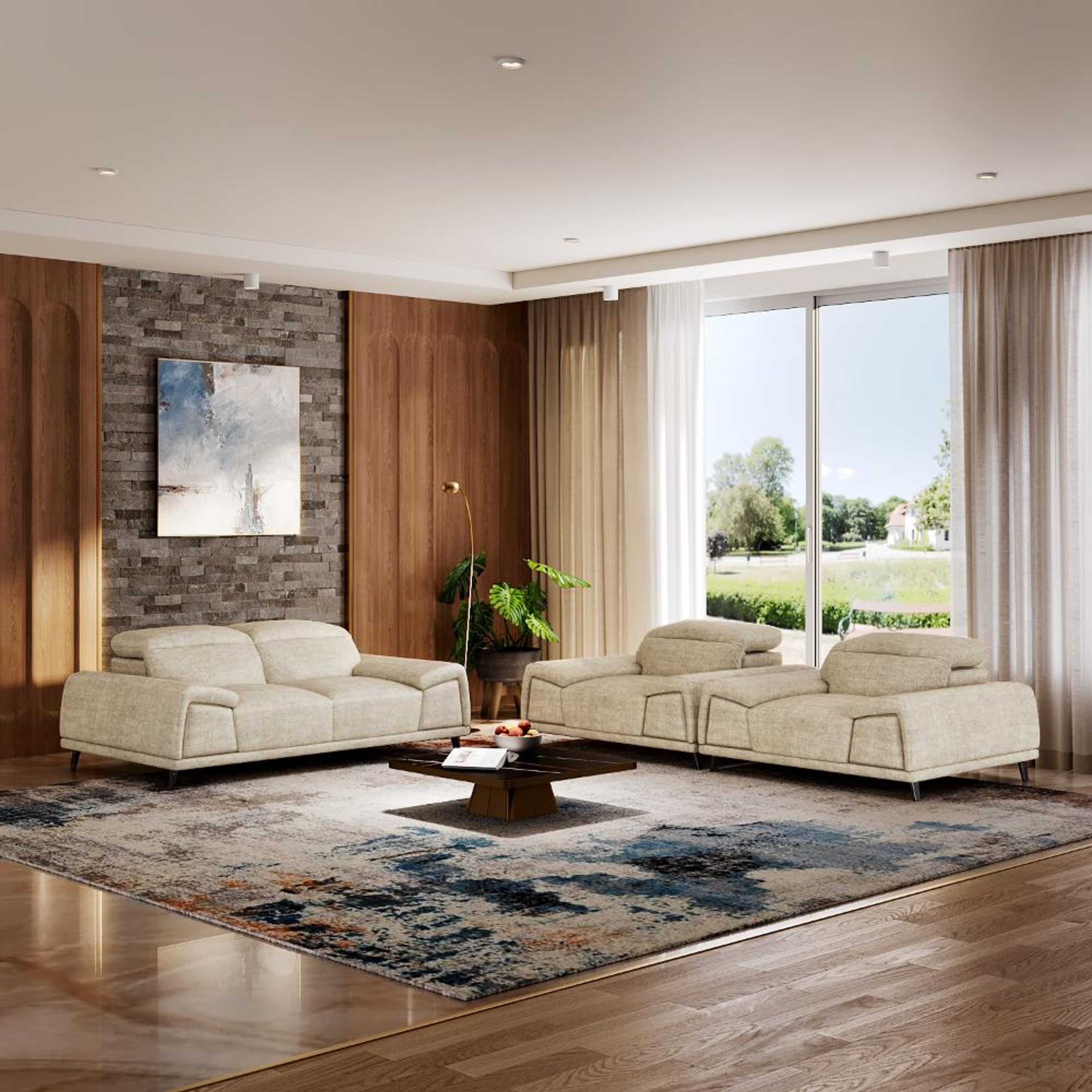 Wakefit Suva Sofa Set (2+1+1) Seater Regular, Set (2+1+1), Beige
