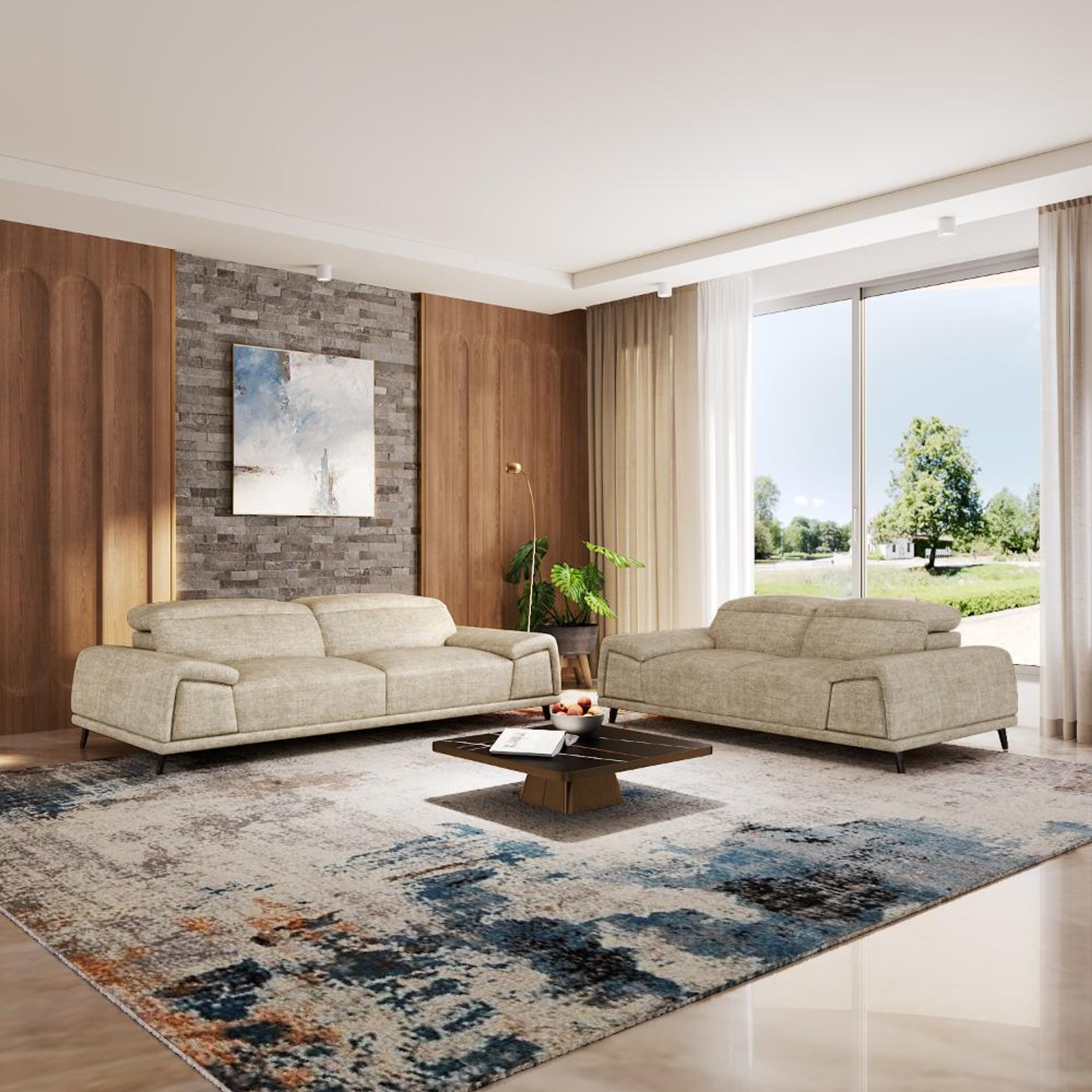 Home 31 Wakefit Suva Sofa Set (3+2) Seater Regular, Set (3+2), Beige