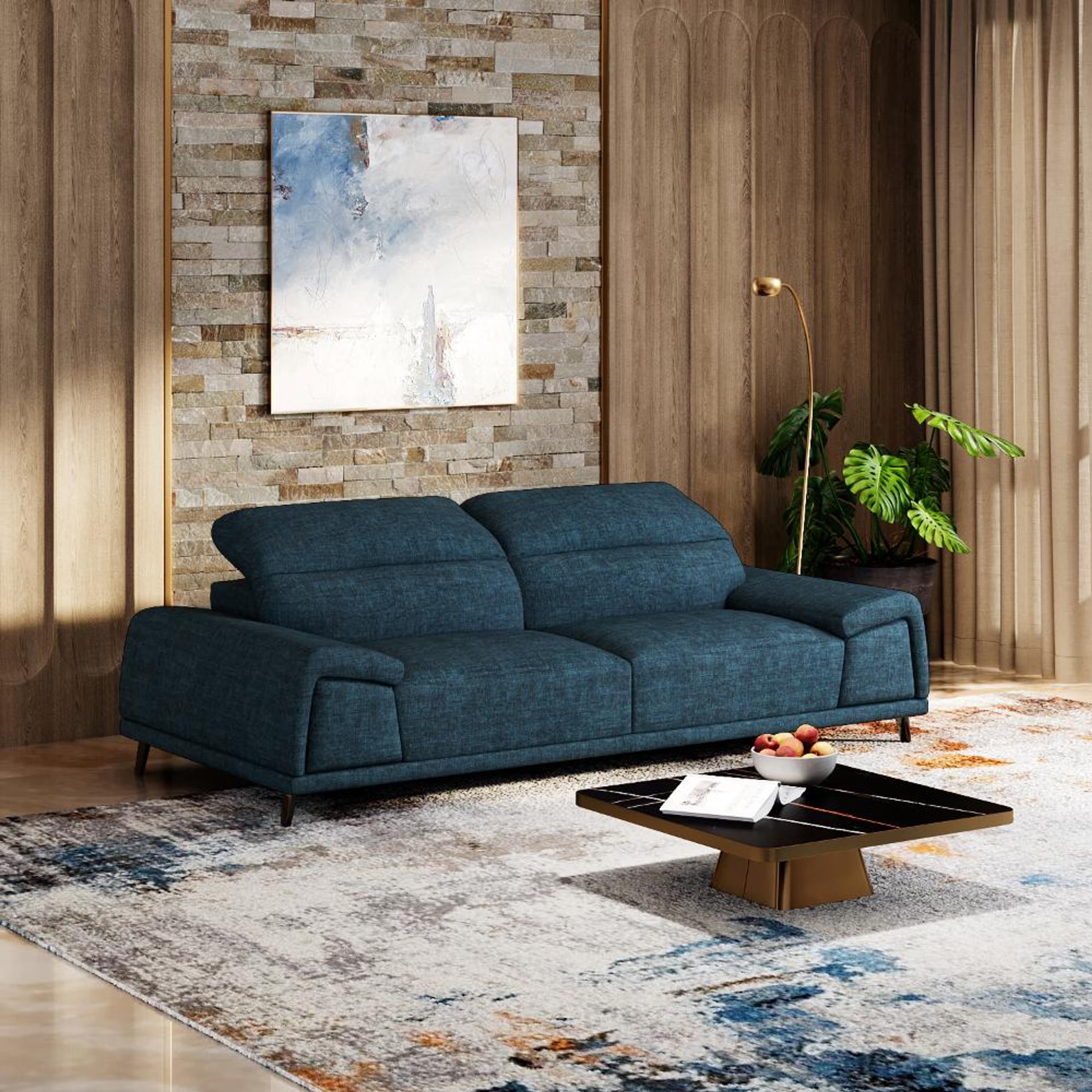 Wakefit Suva Sofa Set (3+1+1) Seater Regular, Set (3+1+1), Deep Ocean