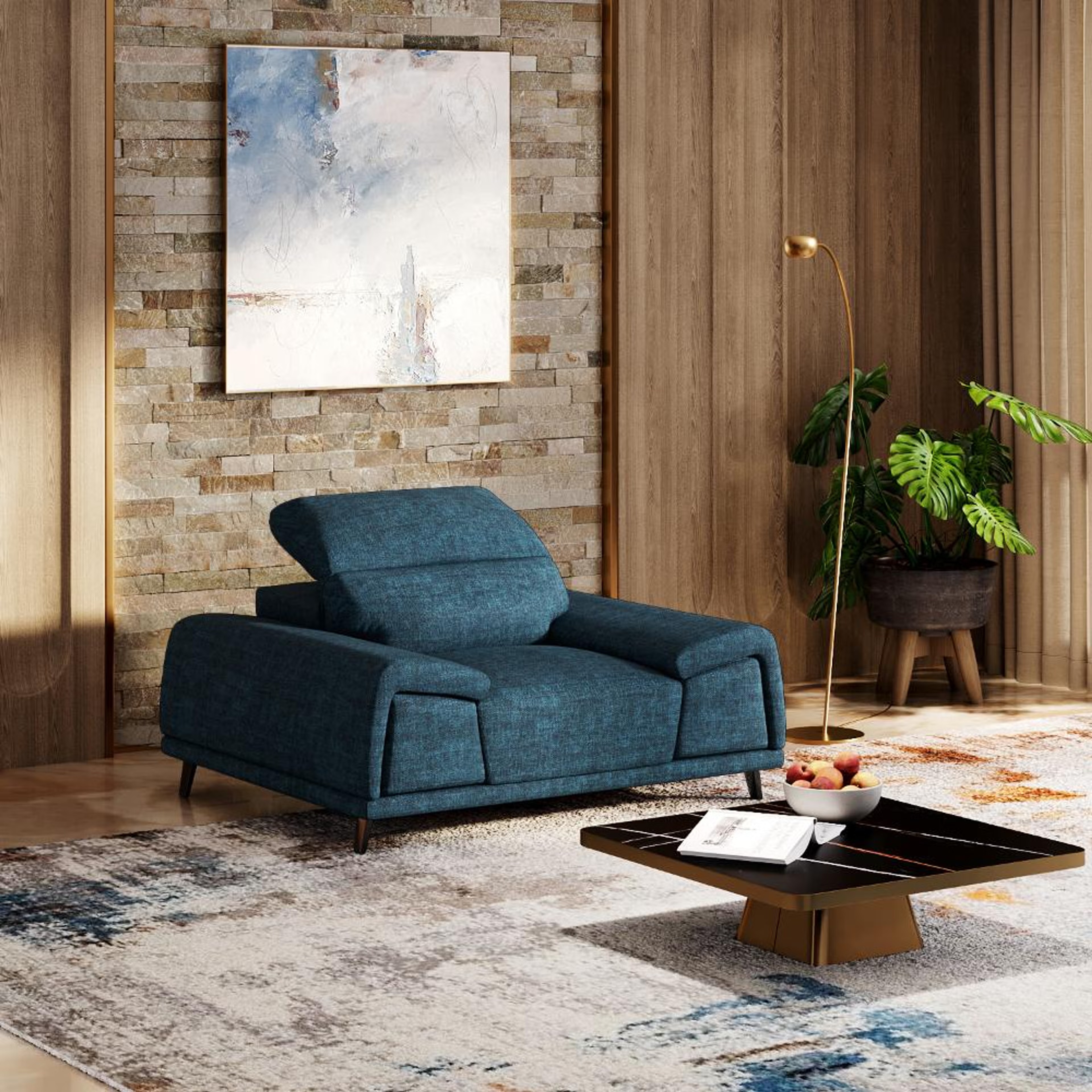 Wakefit Suva Sofa Set (3+1+1) Seater Regular, Set (3+1+1), Deep Ocean