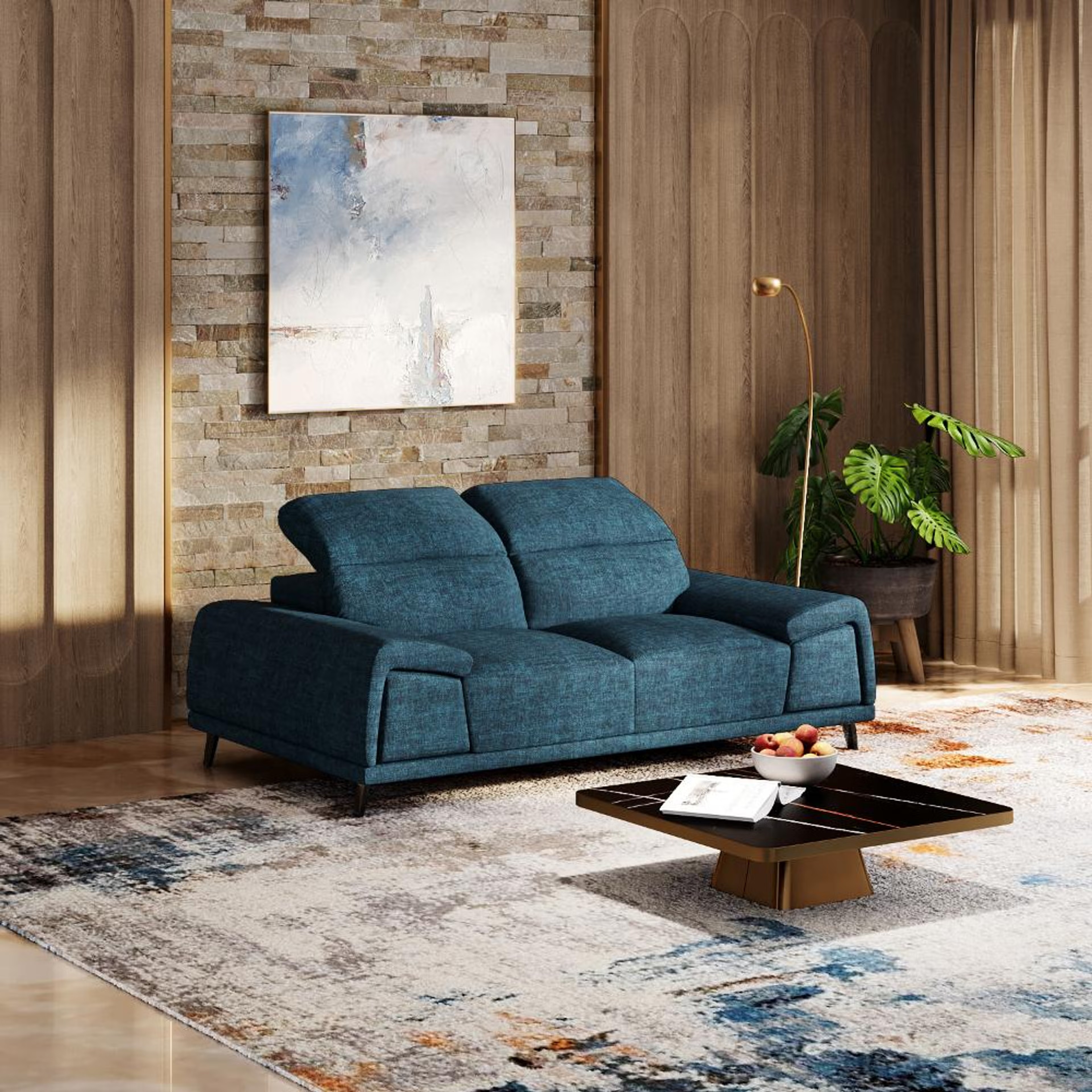 Wakefit Suva Sofa Set (3+2) Seater Regular, Set (3+2), Deep Ocean