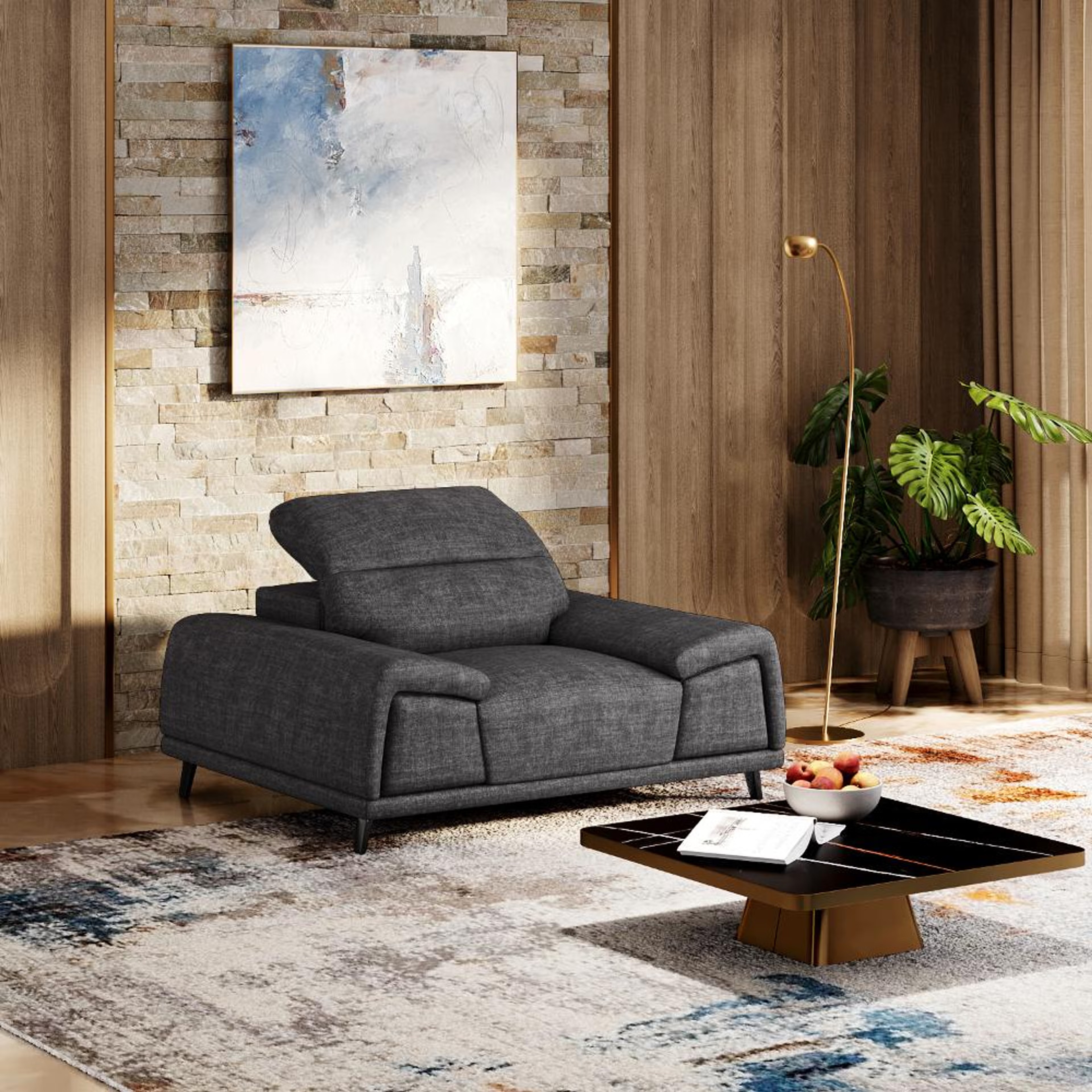 Wakefit Suva Sofa Set (3+1+1) Seater Regular, Set (3+1+1), Graphite