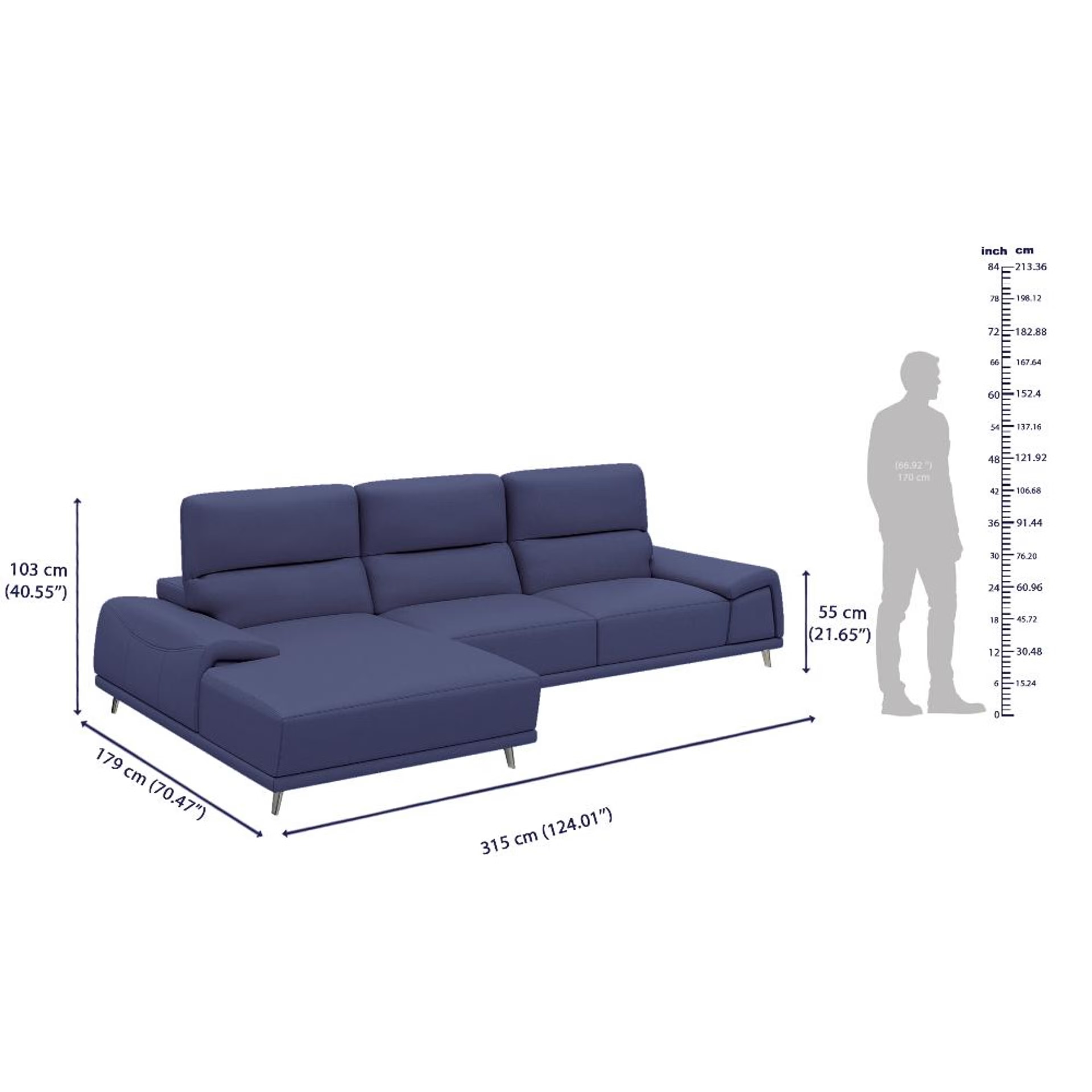 Wakefit Suva L Shape Sofa Set (3 Seater + Left Aligned Chaise) Sectional, Set (3 Seater + Left Aligned Chaise), Blue 10 Wakefit Suva L Shape Sofa Set (3 Seater + Left Aligned Chaise) Sectional, Set (3 Seater + Left Aligned Chaise), Blue