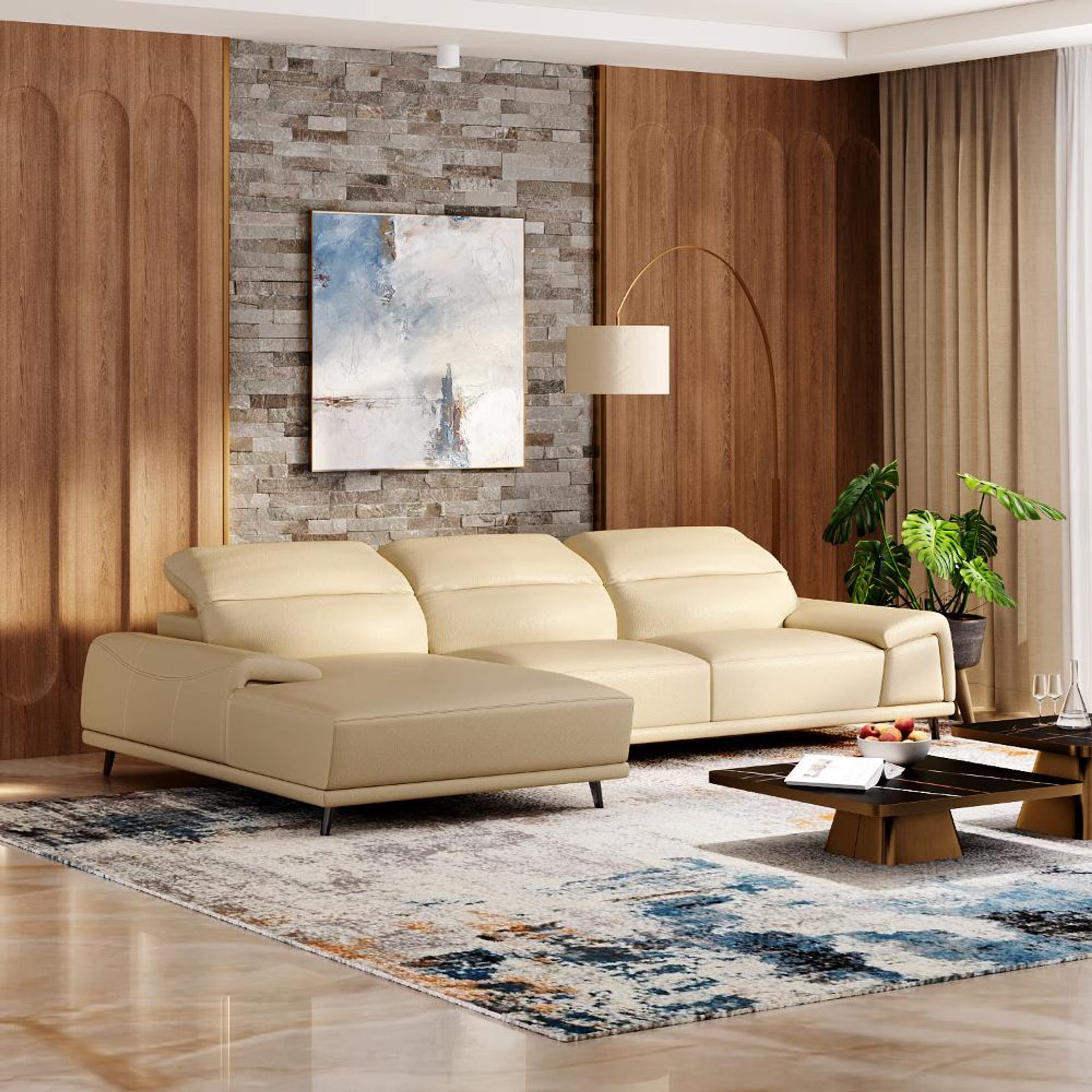 Home 38 Wakefit Suva L Shape Sofa Set (3 Seater + Left Aligned Chaise) Sectional, Set (3 Seater + Left Aligned Chaise), Ivory