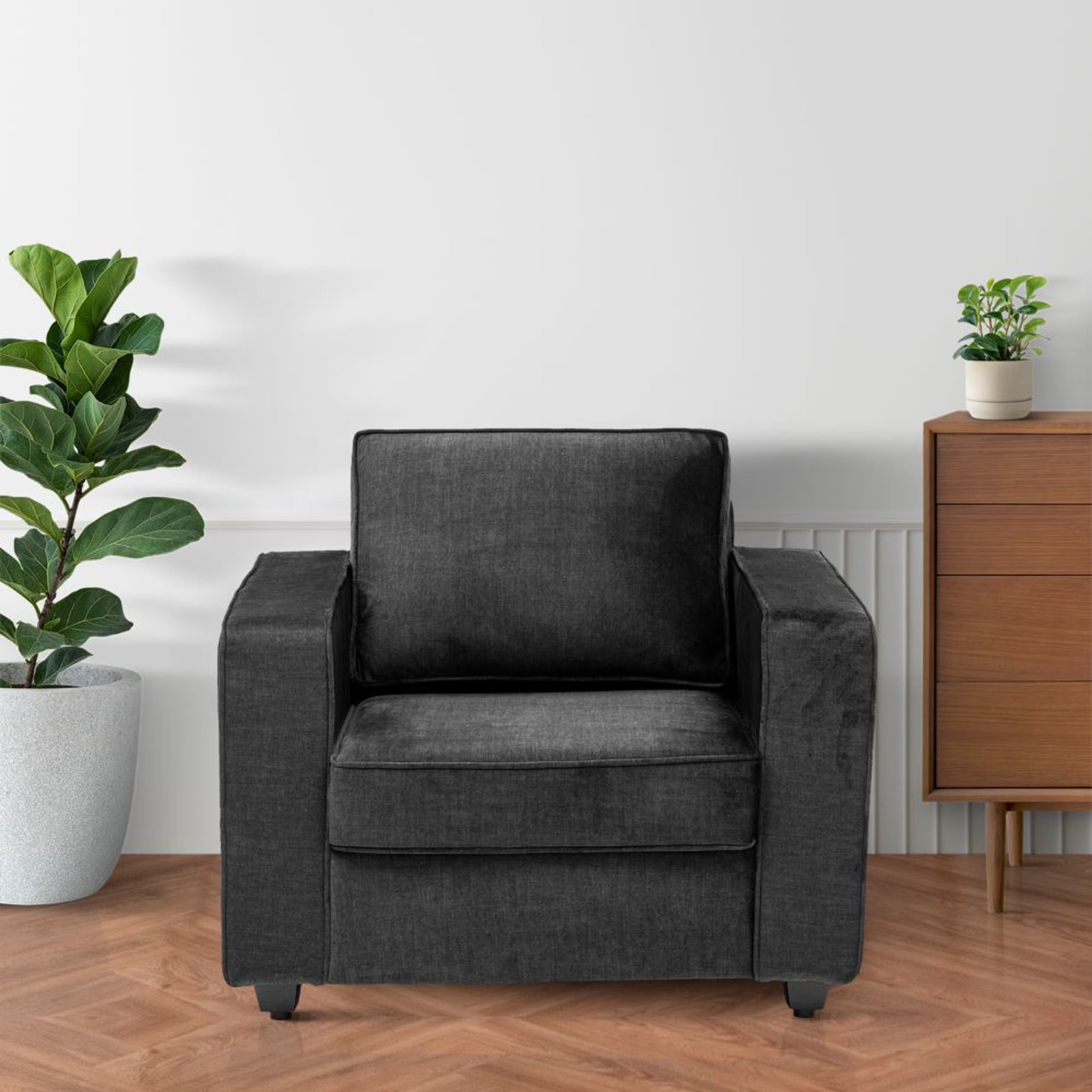 Home 43 Wakefit Napper Plus Sofa -Single Seater Vogue Graphite Regular, Single Seater, Graphite