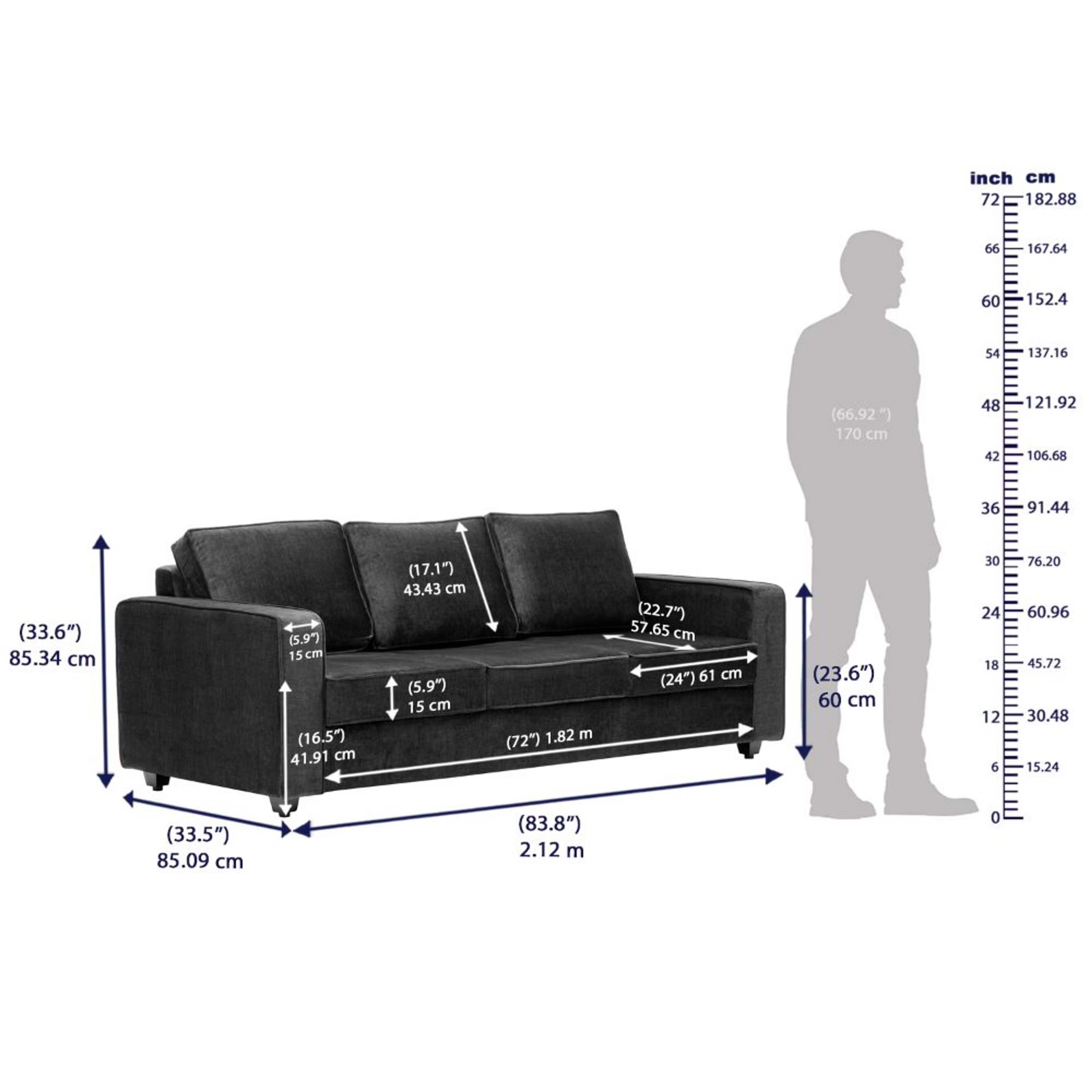 Wakefit Napper Plus Sofa Set - (3+2+1) Vogue Graphite Regular, Set (3+2+1), Graphite 12 Wakefit Napper Plus Sofa Set - (3+2+1) Vogue Graphite Regular, Set (3+2+1), Graphite