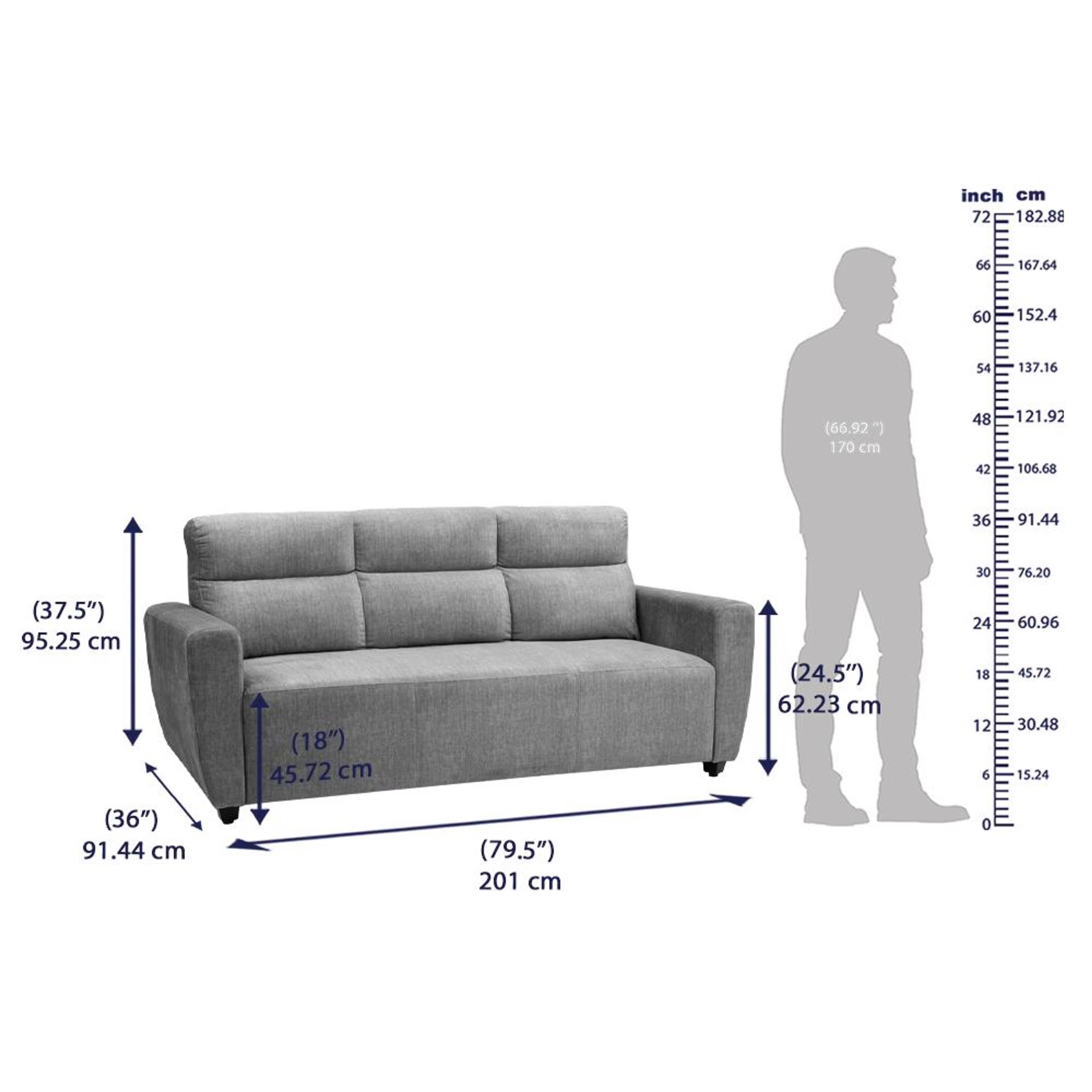 Wakefit Belize Plus Sofa Set - (3+2+1) Regular, Set (3+2+1), Graphite