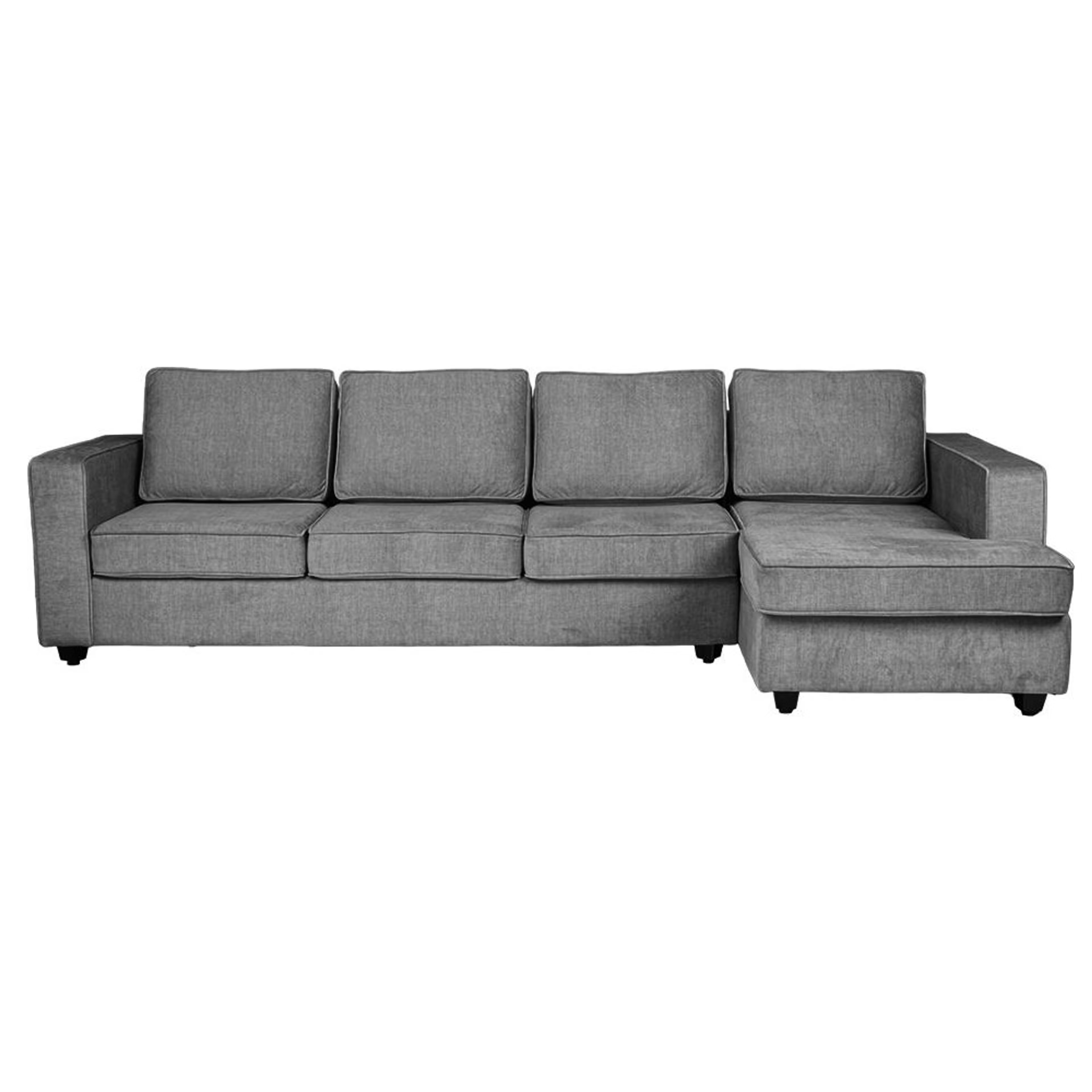 Wakefit Napper Plus L Shape Sofa Set (3 Seater + Right Aligned Chaise with Ottoman) Sectional, Set (3 Seater + Right Aligned Chaise with Ottoman), Graphite
