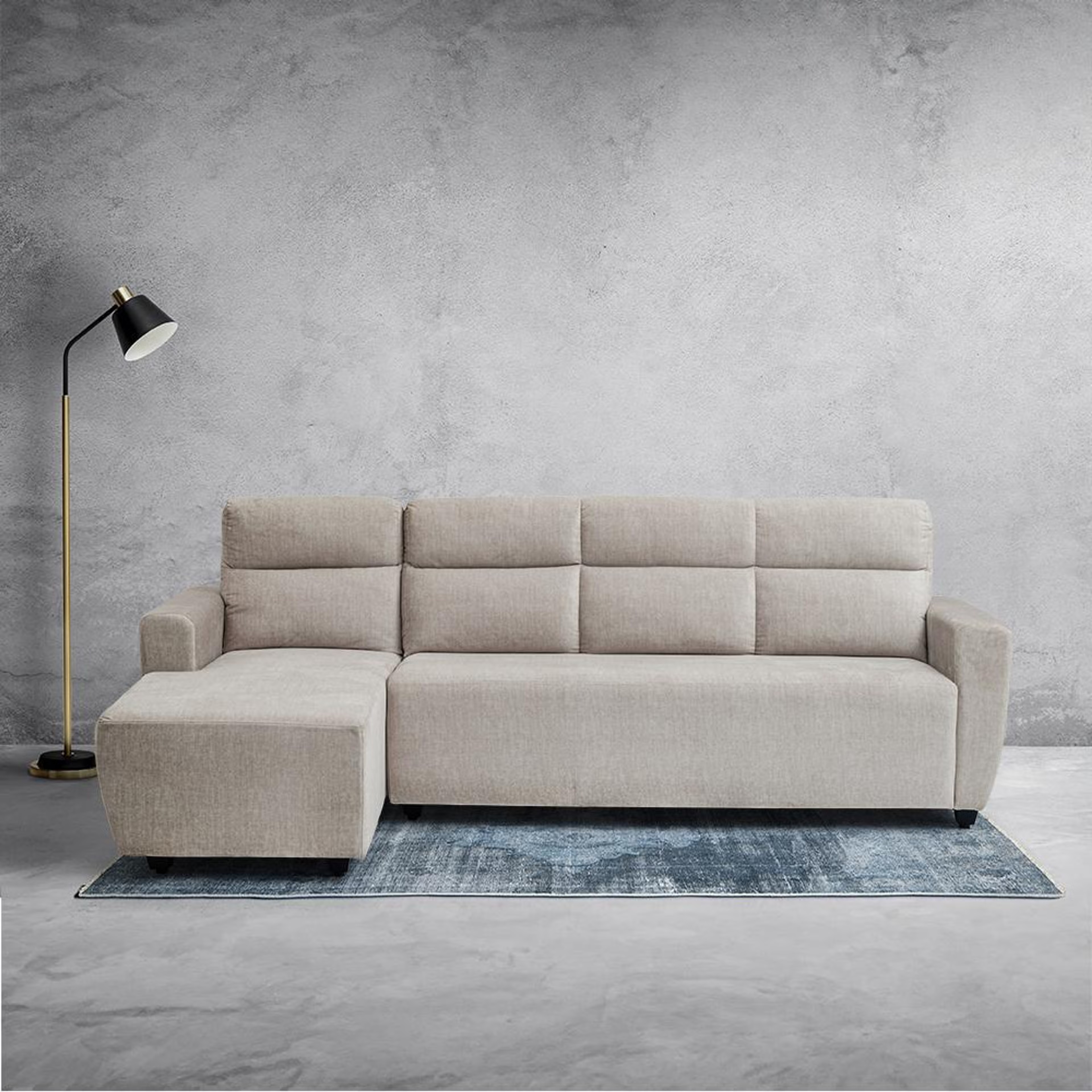 Home 32 Wakefit Belize Plus L Shape Sofa Set (3 Seater + Left Aligned Chaise) Sectional, Set (3 Seater + Left Aligned Chaise), Beige