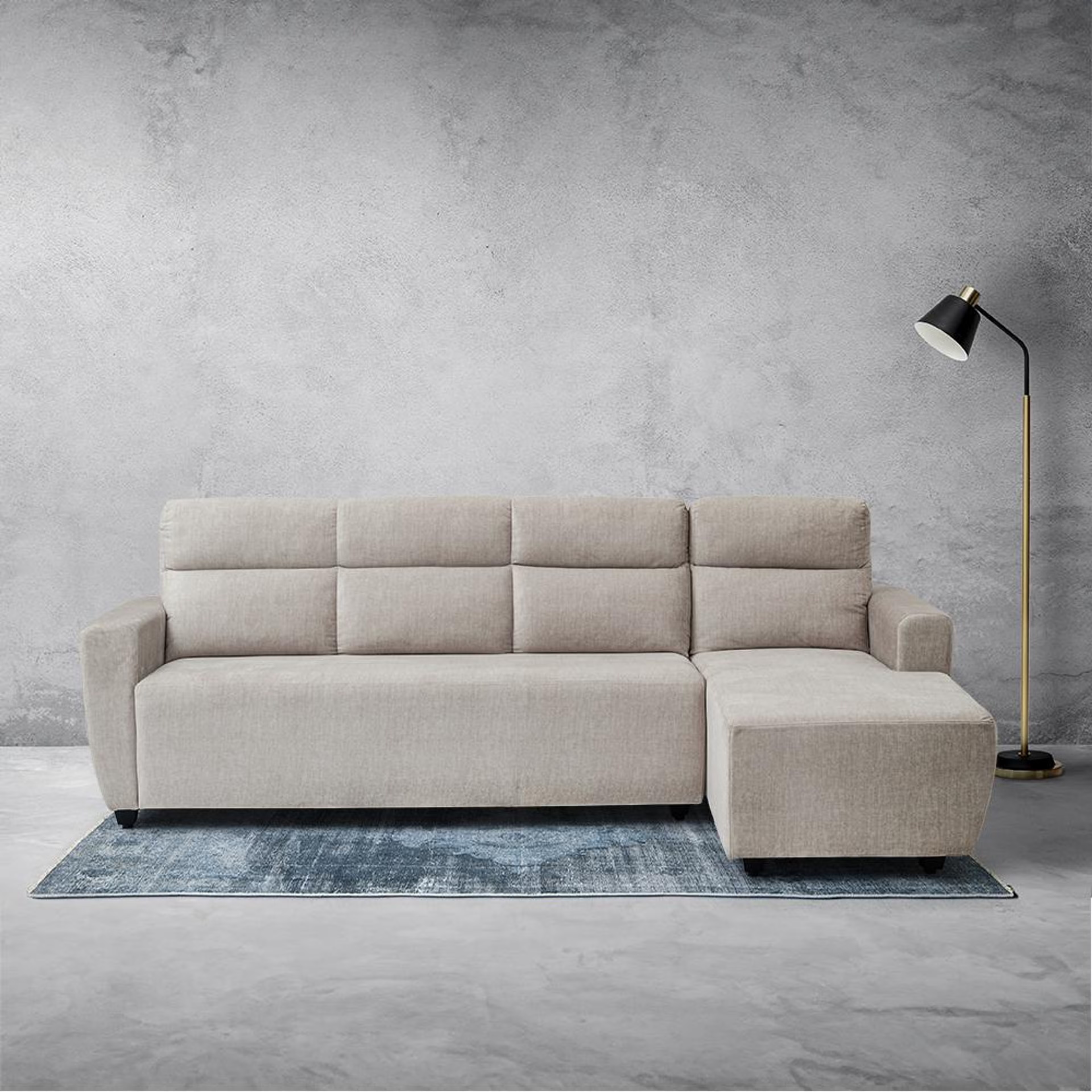 Wakefit Belize Plus L Shape Sofa Set (3 Seater + Right Aligned Chaise) Sectional, Set (3 Seater + Right Aligned Chaise), Beige