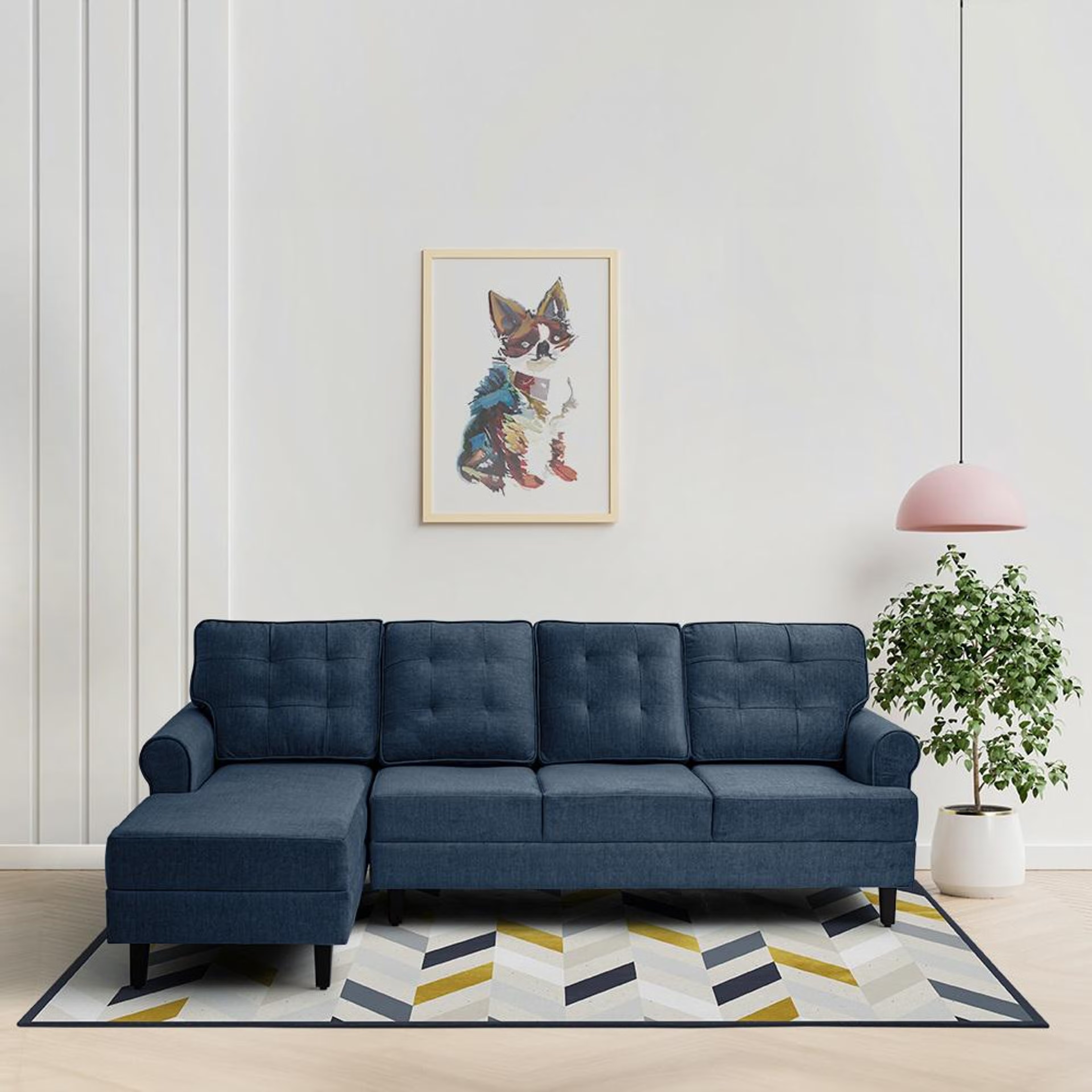 Home 41 Wakefit Dreamer Plus L Shape Sofa Set (3 Seater + Left Aligned Chaise) Sectional, Set (3 Seater + Left Aligned Chaise), Deep Ocean