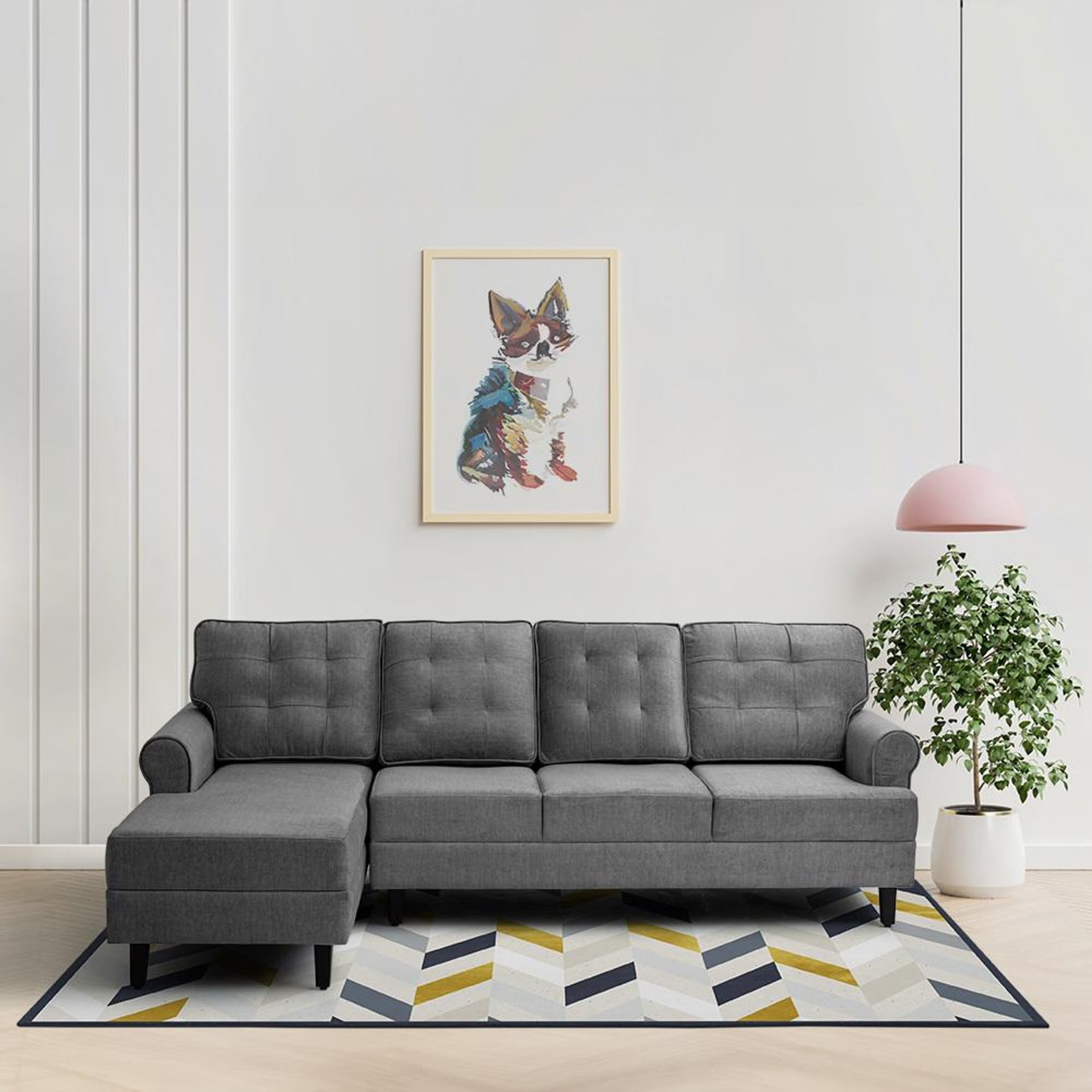 Home 33 Wakefit Dreamer Plus L Shape Sofa Set (3 Seater + Left Aligned Chaise) Sectional, Set (3 Seater + Left Aligned Chaise), Graphite
