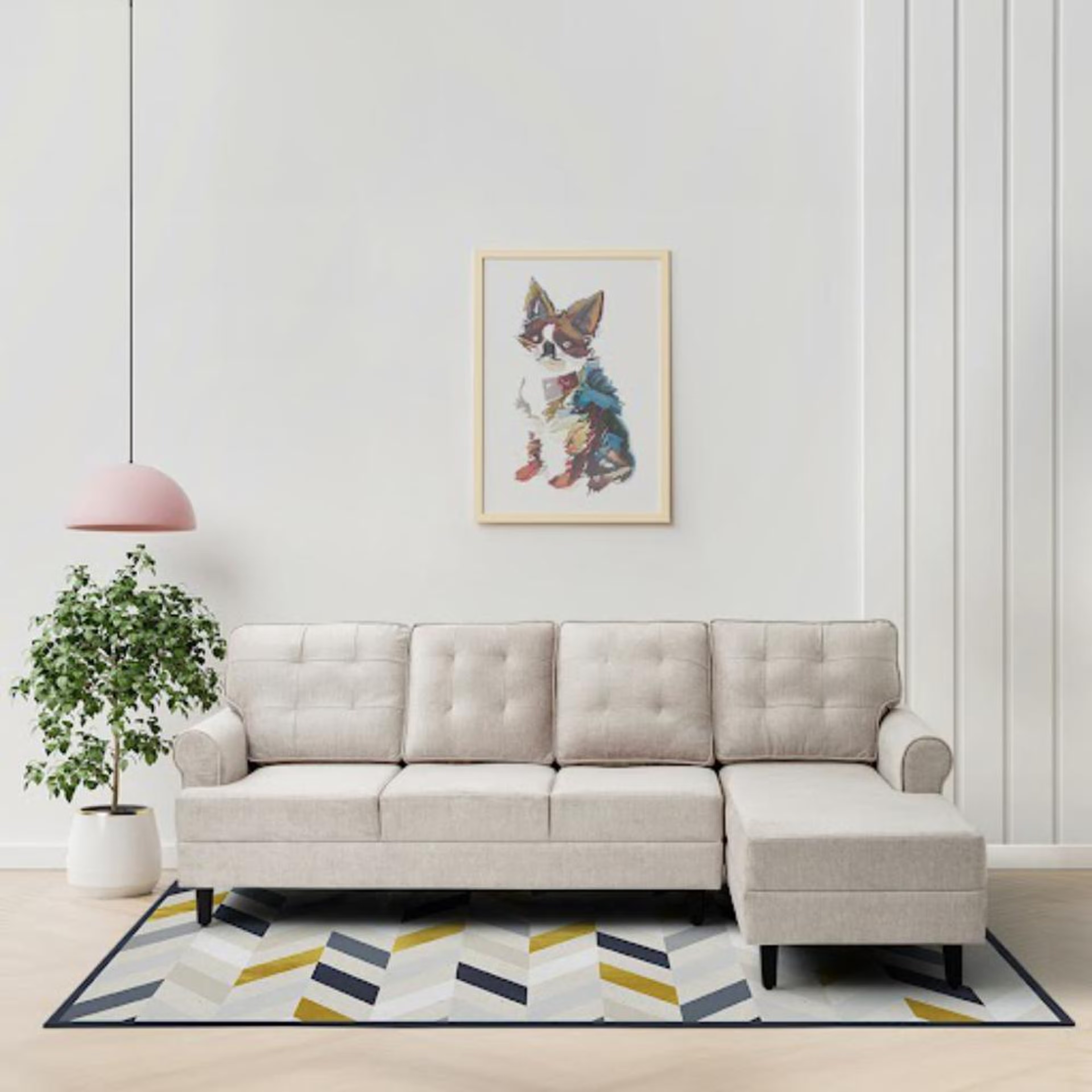 Home 25 Wakefit Dreamer Plus L Shape Sofa Set (3 Seater + Right Aligned Chaise) Sectional, Set (3 Seater + Right Aligned Chaise), Beige