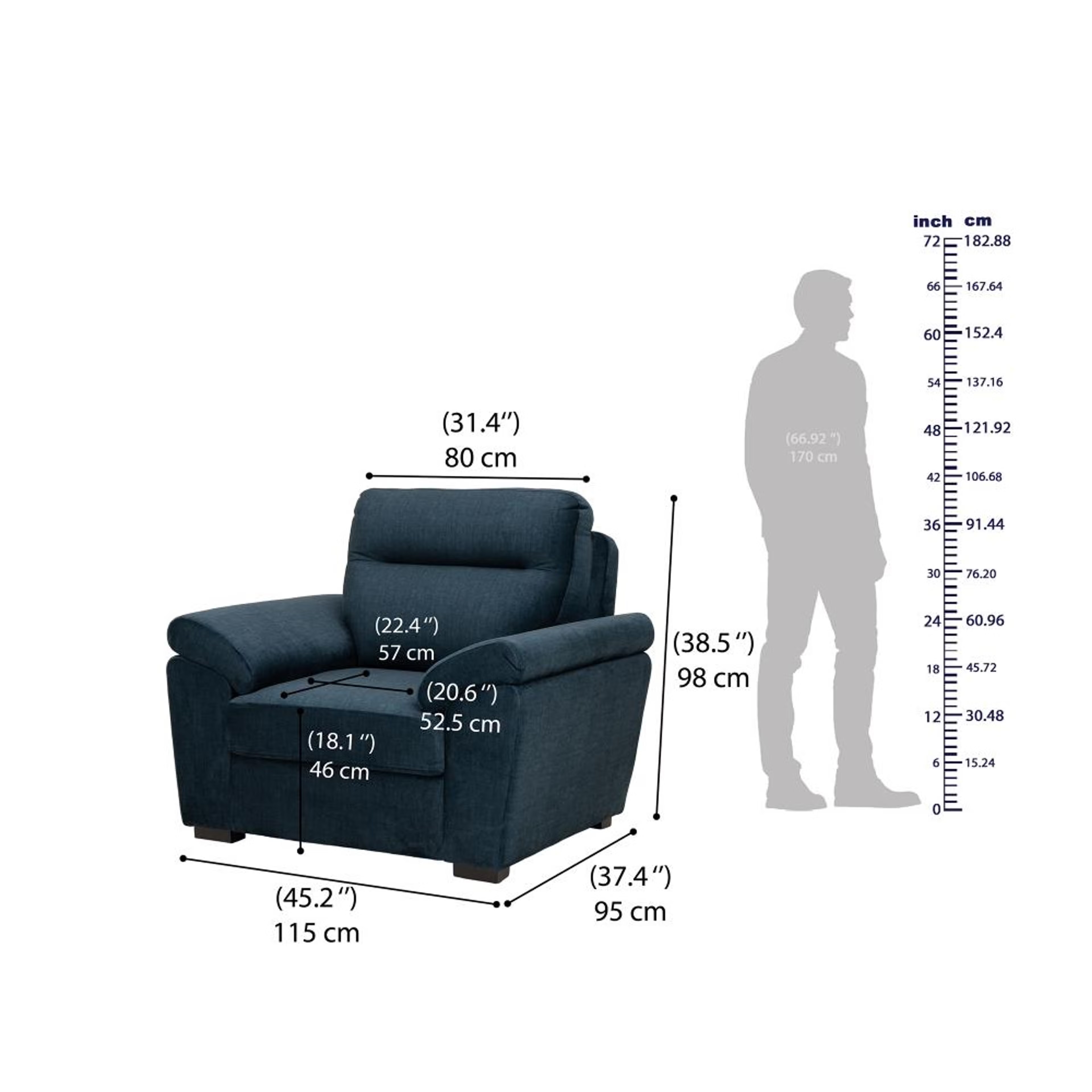 Wakefit Lounger Plus Sofa -Single Seater Regular, Single Seater, Deep Ocean 7 Wakefit Lounger Plus Sofa -Single Seater Regular, Single Seater, Deep Ocean