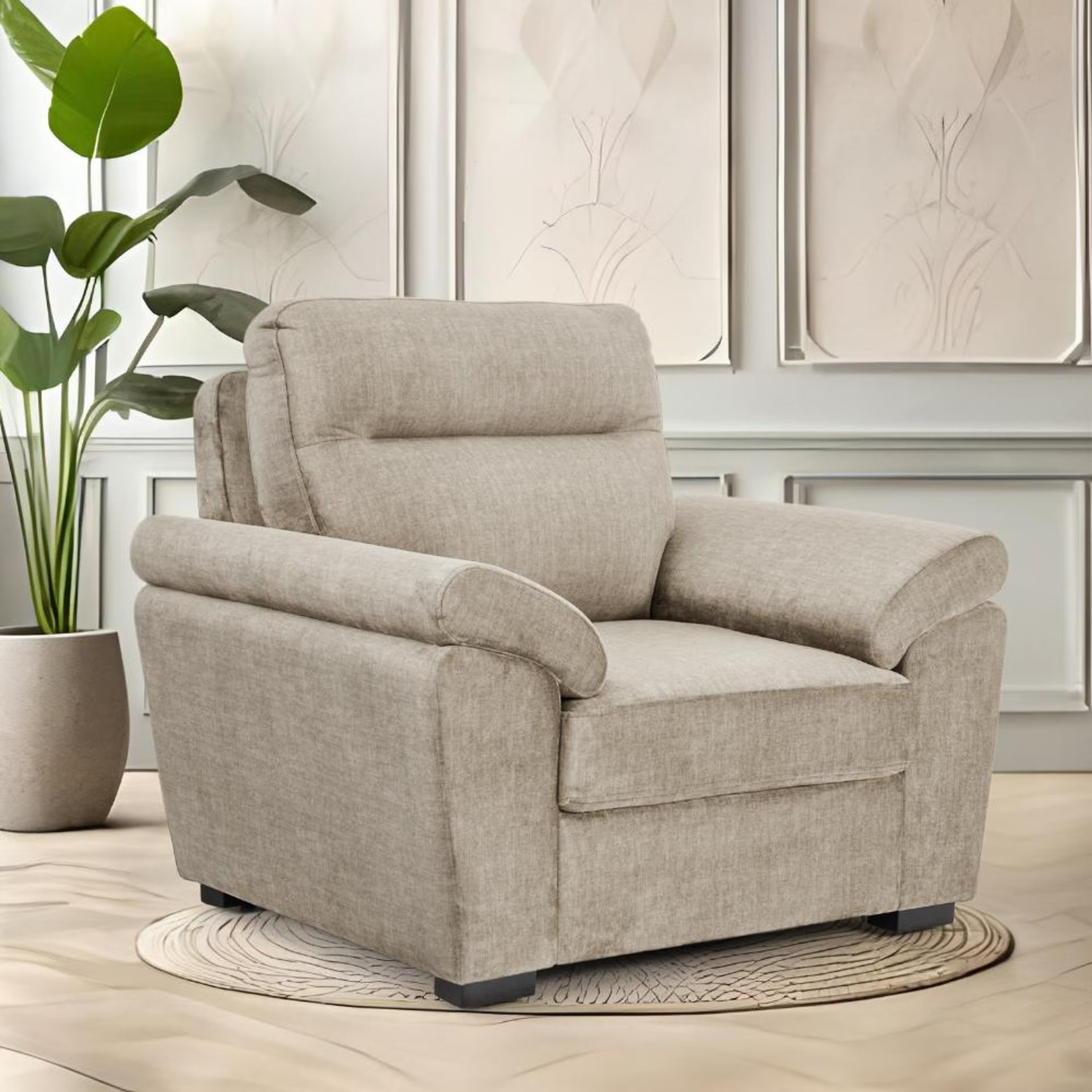 Home 42 Wakefit Lounger Plus Sofa -Single Seater Regular, Single Seater, Beige