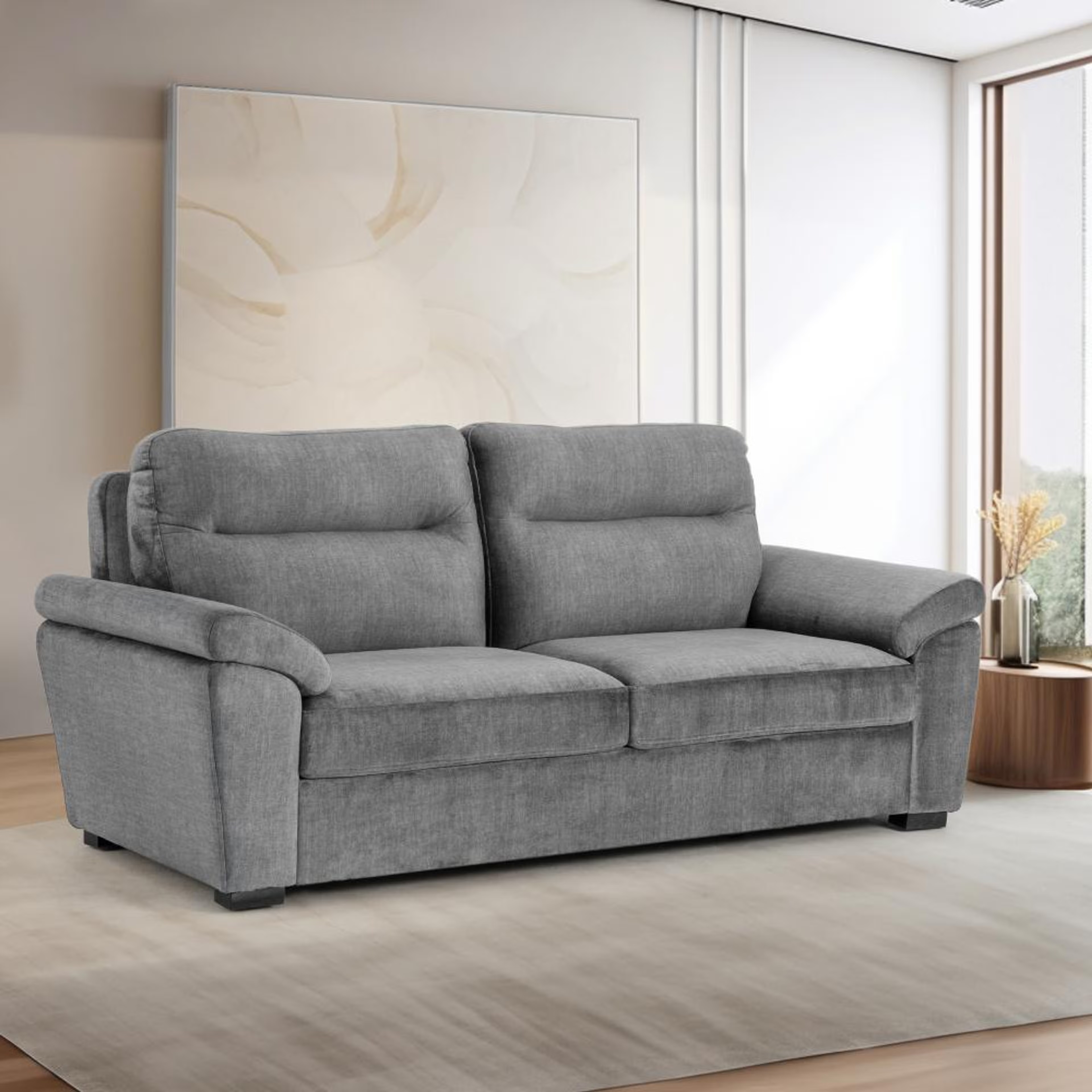 Wakefit Lounger Plus Sofa -Three Seater Regular, Three Seater, Graphite