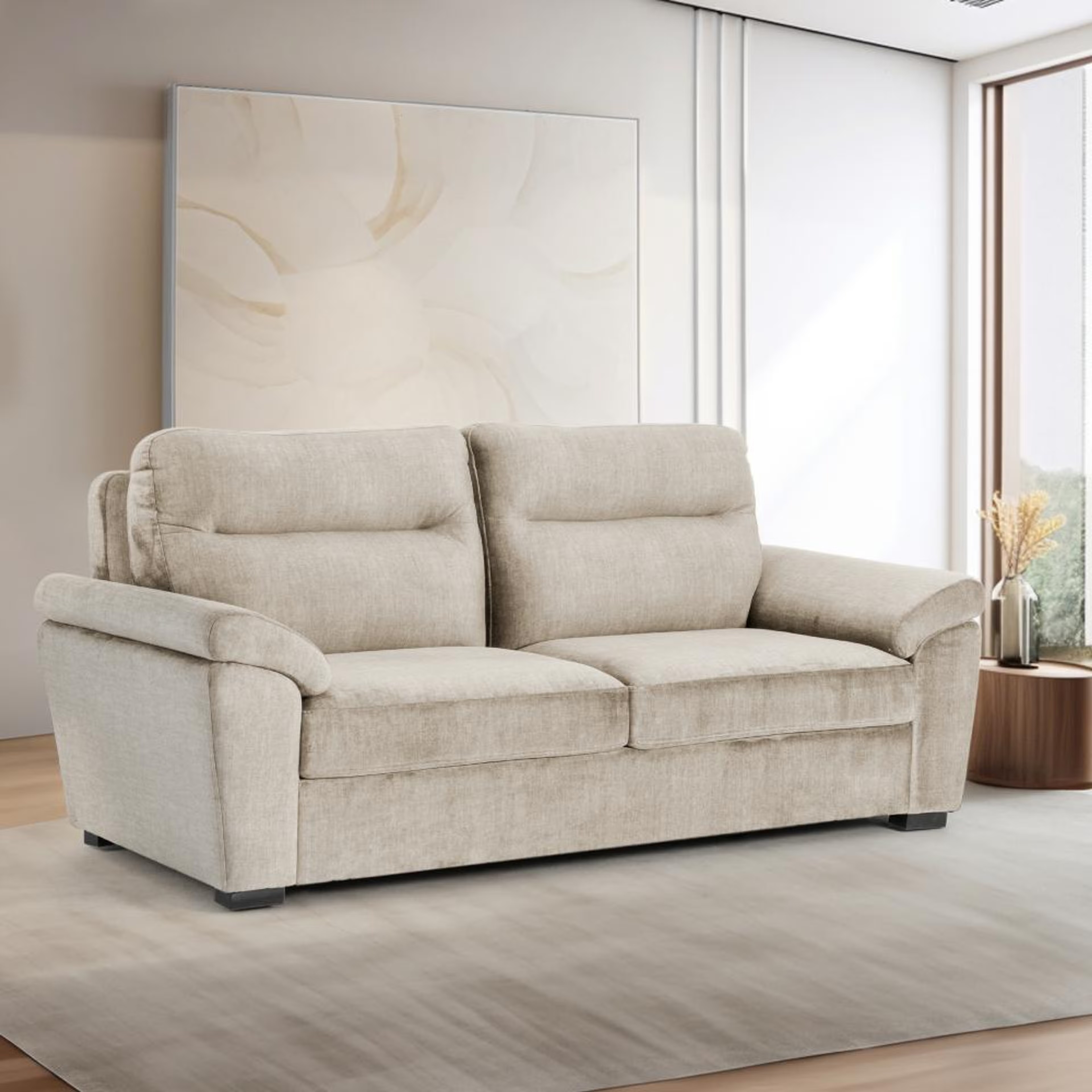Home 25 Wakefit Lounger Plus Sofa -Three Seater Regular, Three Seater, Beige