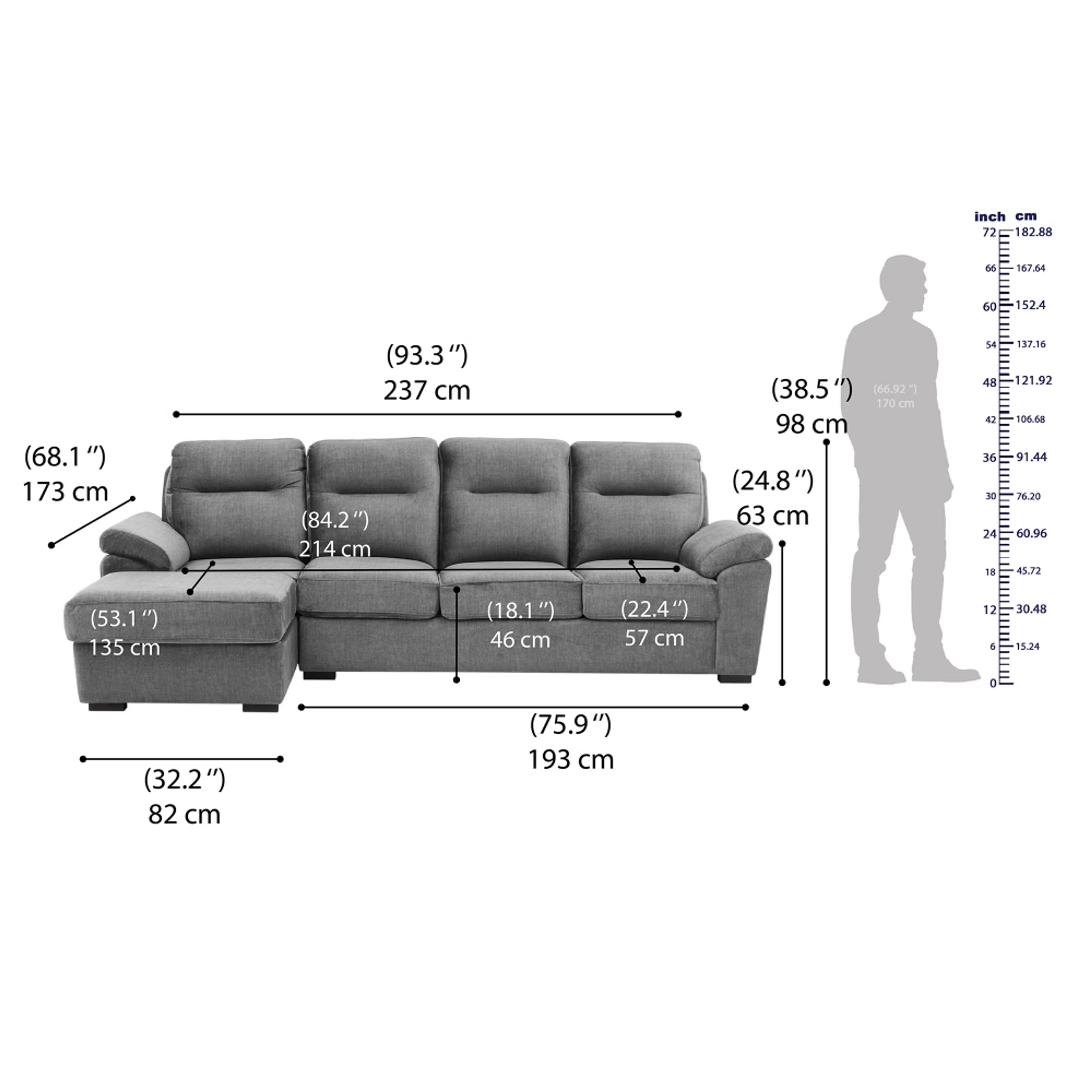 Wakefit Lounger Plus Sofa - (3 Seater +Left Aligned Chaise) Sectional, Set (3 Seater + Left Aligned Chaise), Graphite 7 Wakefit Lounger Plus Sofa - (3 Seater +Left Aligned Chaise) Sectional, Set (3 Seater + Left Aligned Chaise), Graphite