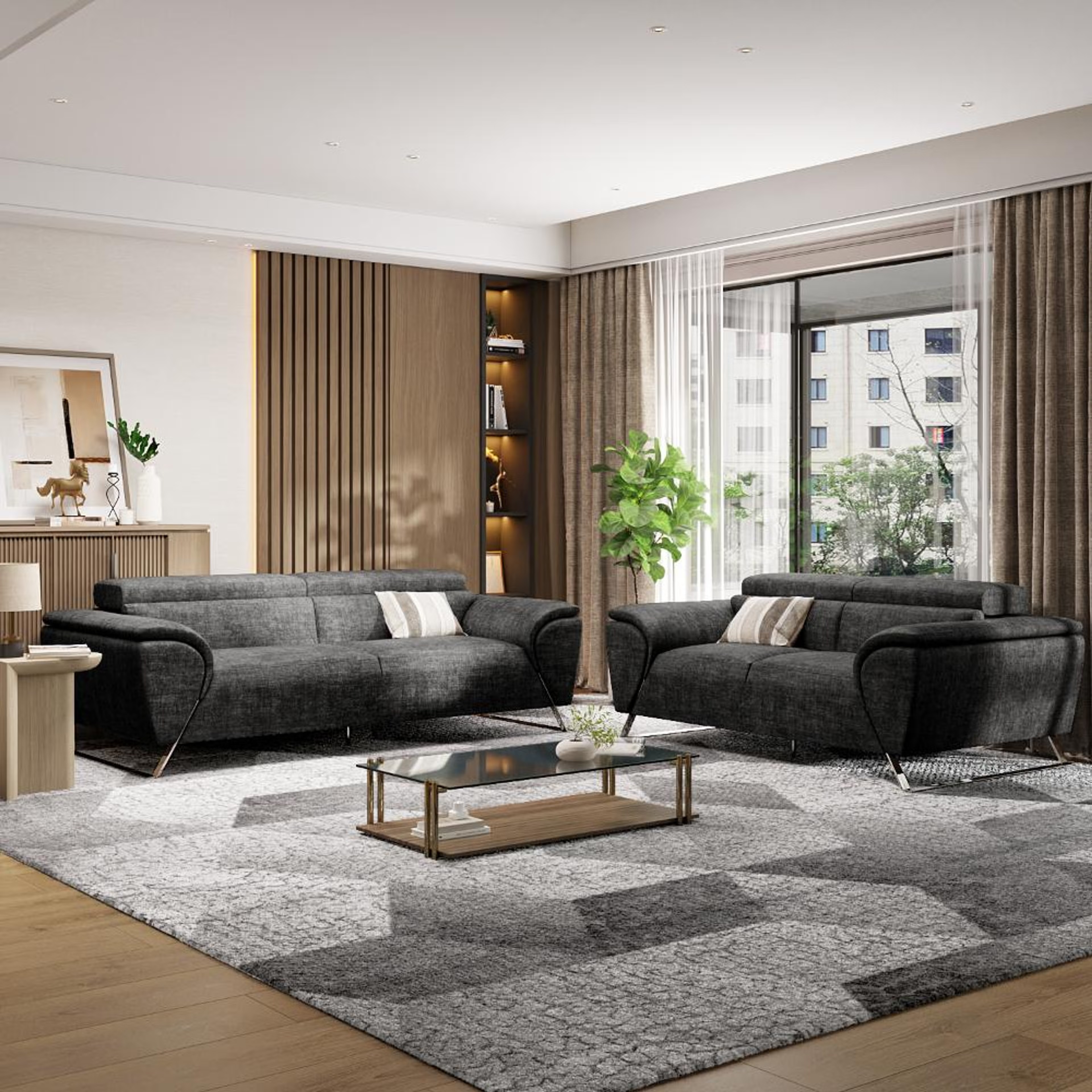 Home 28 Wakefit Magnus Sofa set (3+2) Seater Regular, Set (3+2), Graphite