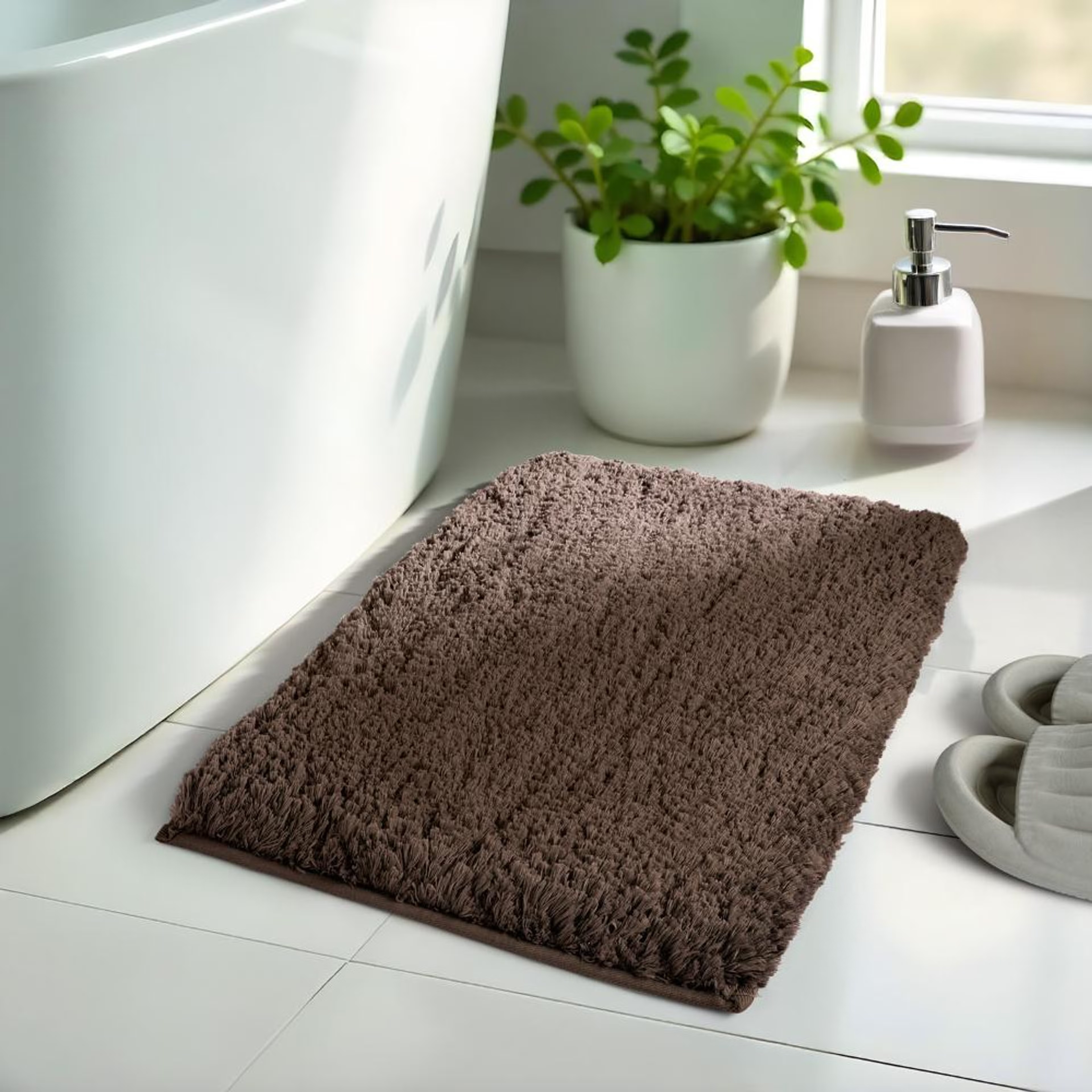 Bath Mat | Set of 1 | 40x60cm | Anti Skid & Highly Absorbent Bathroom Mat | Machine Washable | Shaggy- T. Beige Shaggy, 40*60 cm, Tigers Beige
