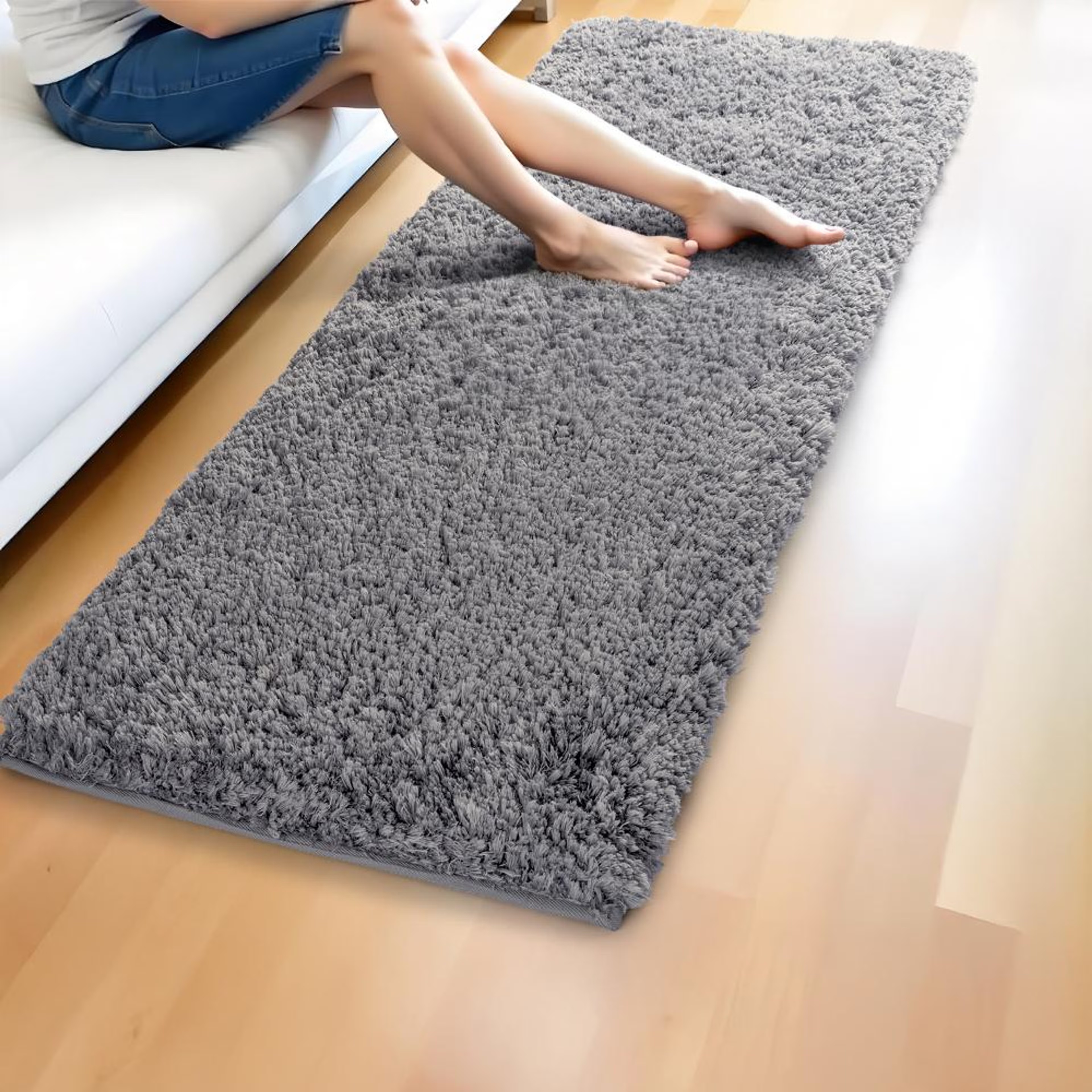 Home 25 Runner | 45x130cm | Soft & comfortable| Anti Skid | Machine Washable | Shaggy-Frost Grey Shaggy, 130*45 cm, Frost Grey