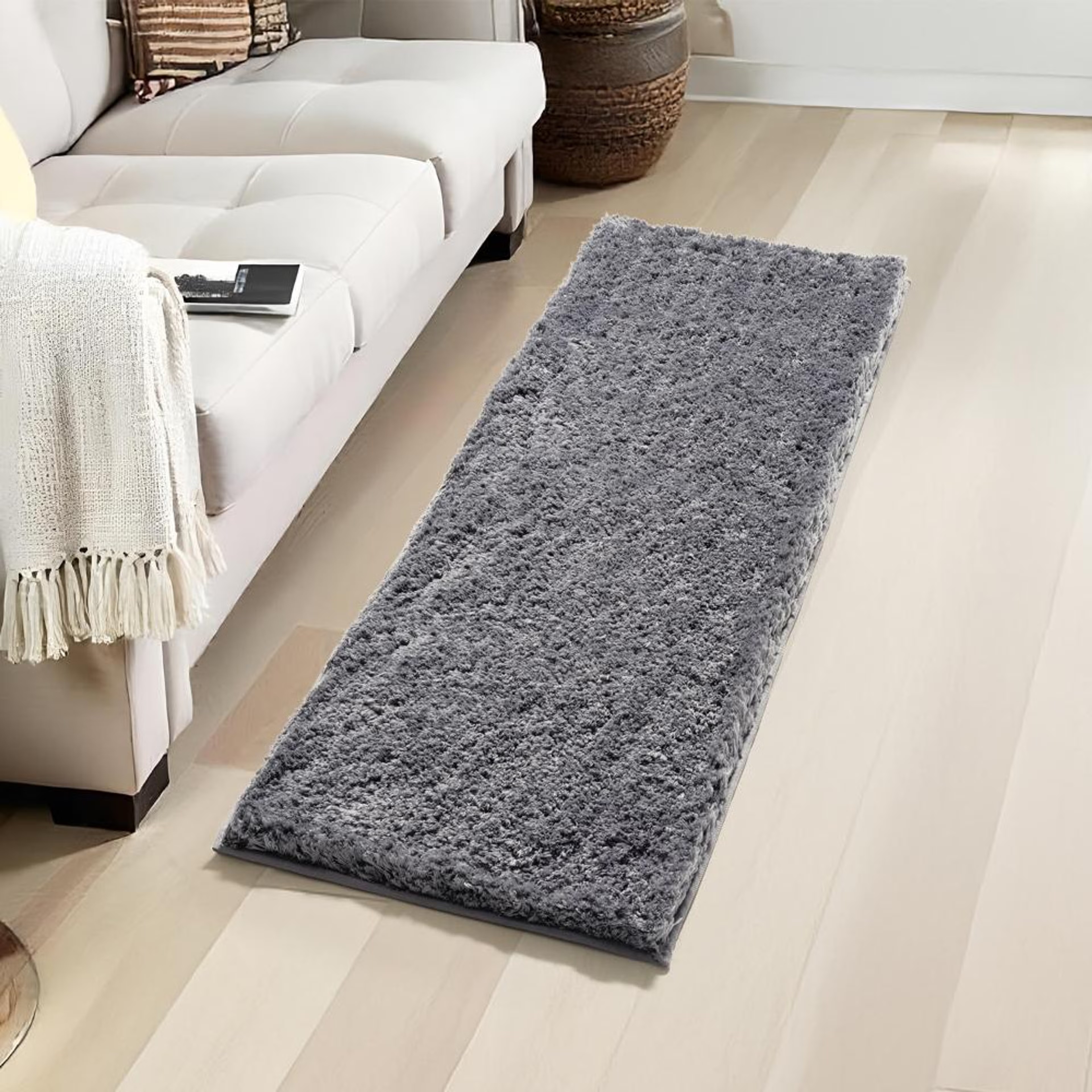 Home 27 Runner | 45x130cm | Soft & comfortable| Anti Skid | Machine Washable | Shaggy-Frost Grey Shaggy, 130*45 cm, Frost Grey