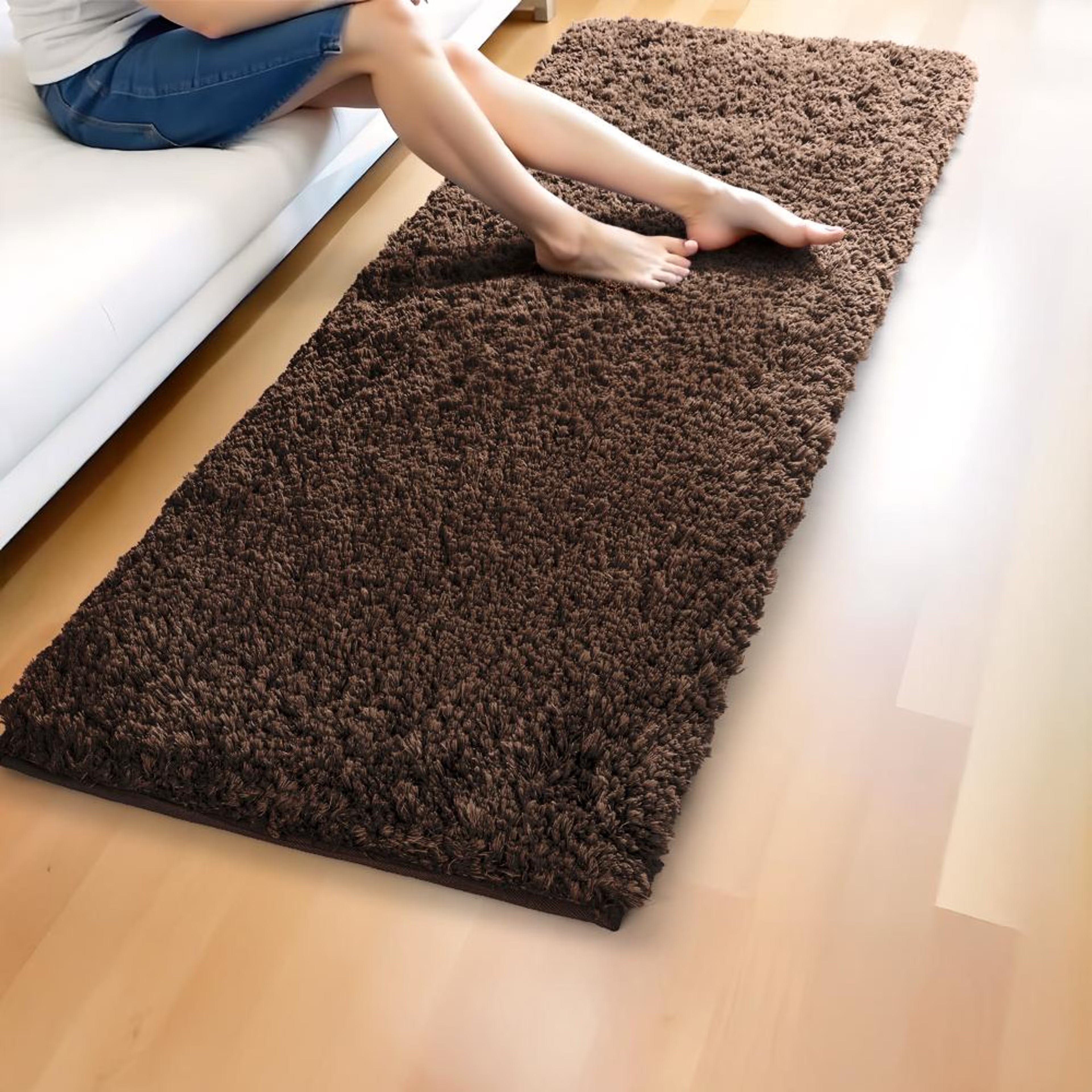 Runner | 45x130cm | Soft & comfortable| Anti Skid | Machine Washable | Shaggy-Tigers Beige Shaggy, 130*45 cm, Tigers Beige