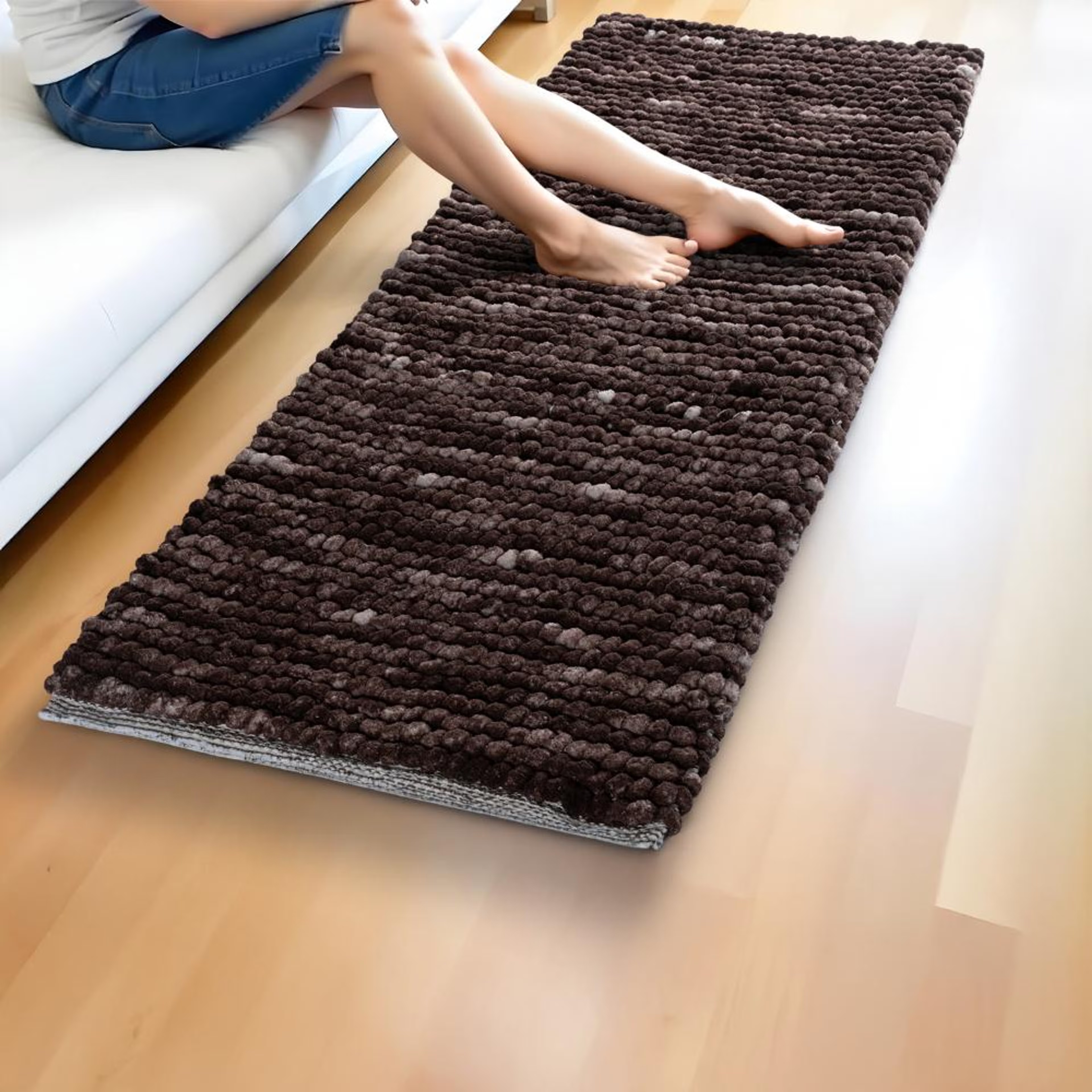 Popcorn Runner | 45x130cm | Soft & comfortable| Machine Washable | Chenille-D.Brown Popcorn Chenille, 130*45 cm, Dark Brown