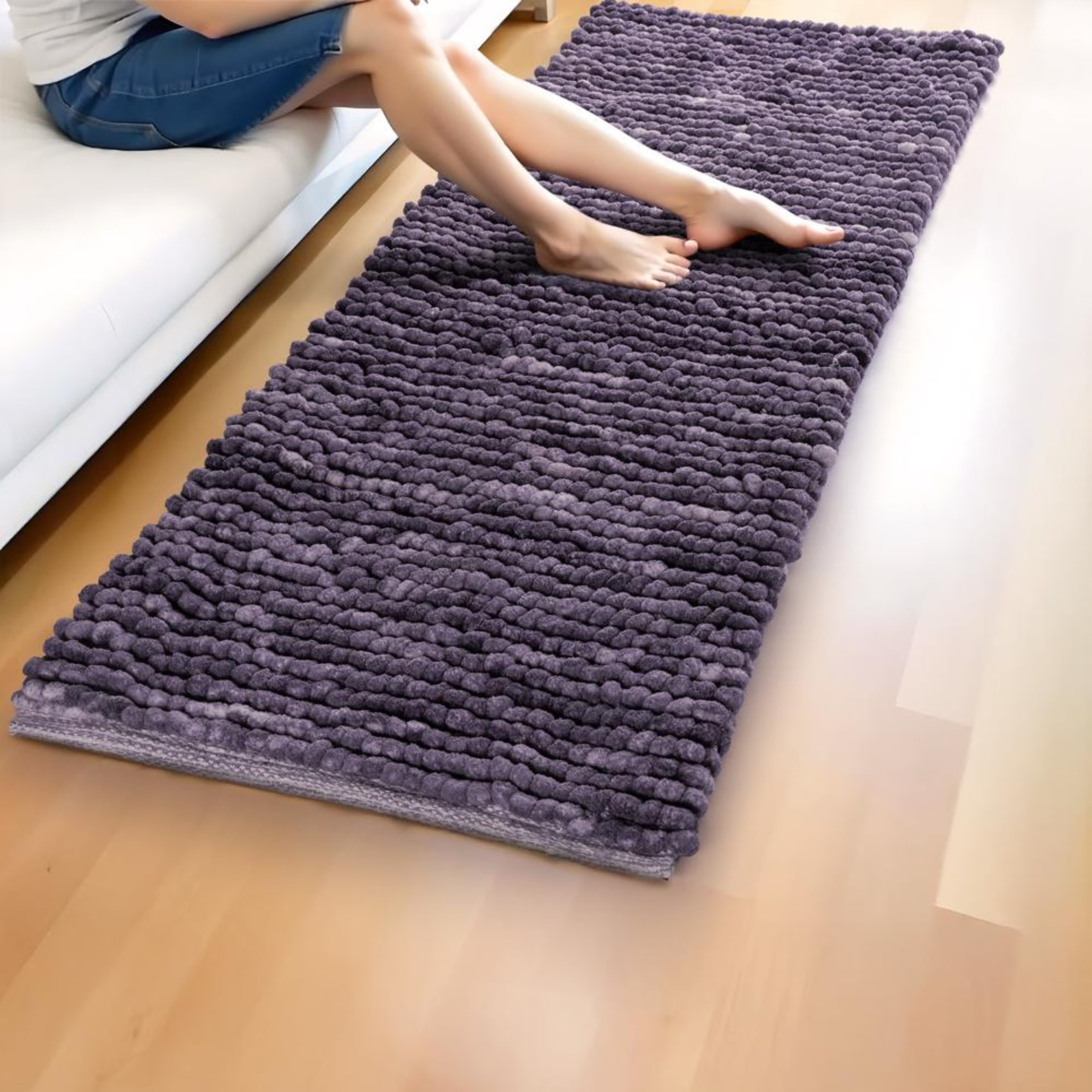 Home 44 Popcorn Runner | 45x130cm | Soft & comfortable| Machine Washable | Chenille-Shark Grey Popcorn Chenille, 130*45 cm, Shark Grey