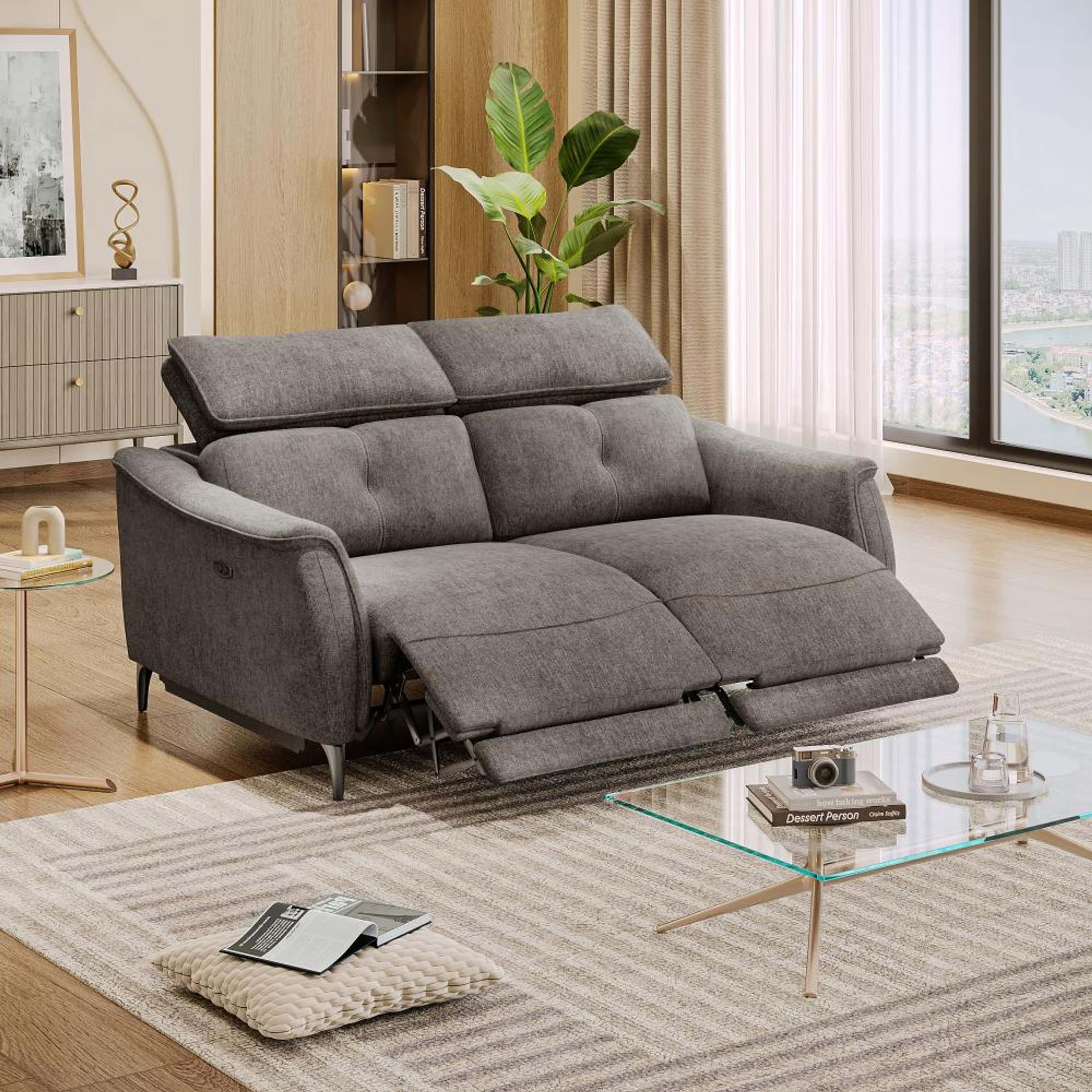 Wakefit Curacao Sofa With Motion - Two Seater Regular, With Motion, Two Seater, Grey