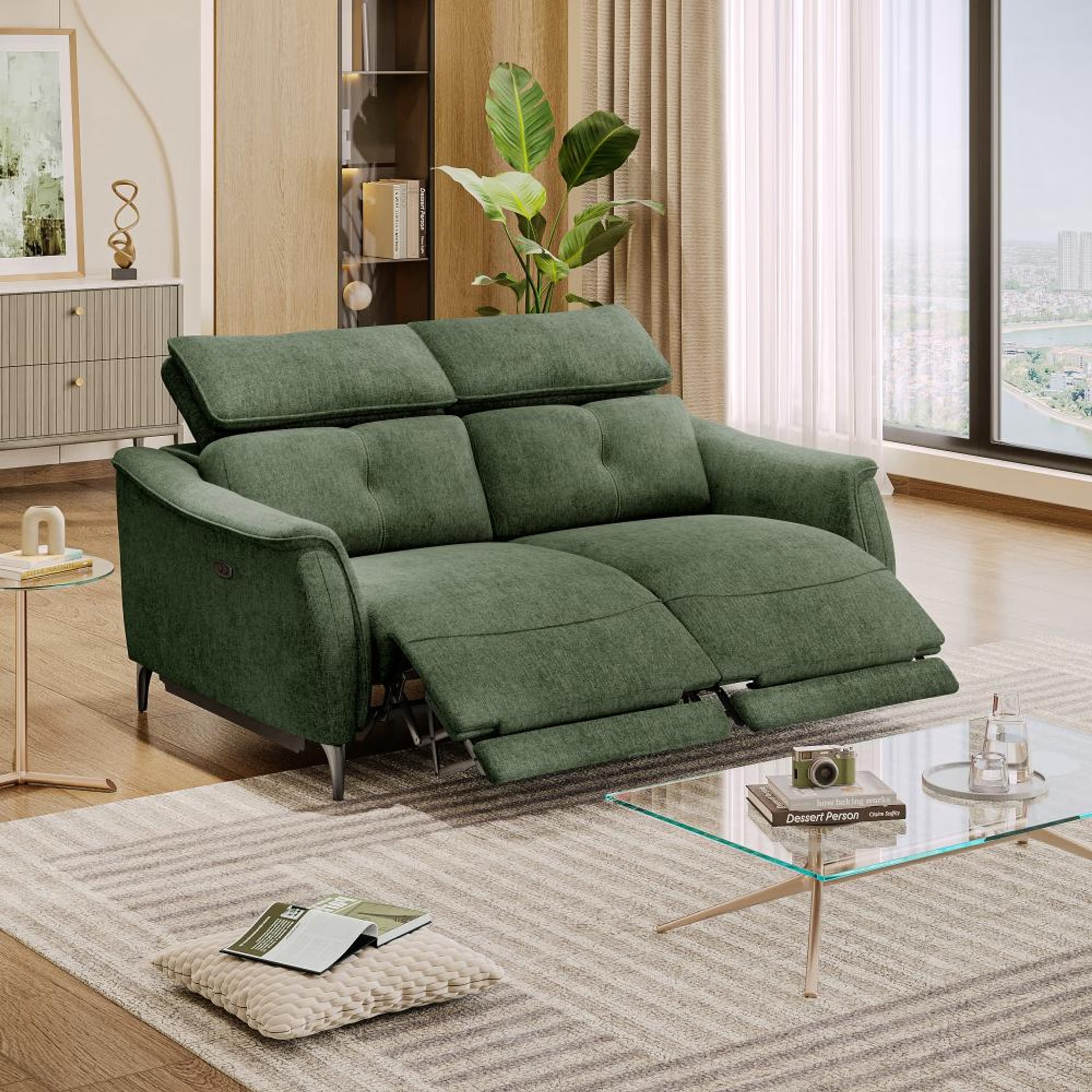 Wakefit Curacao Sofa With Motion - Two Seater Regular, With Motion, Two Seater, Green
