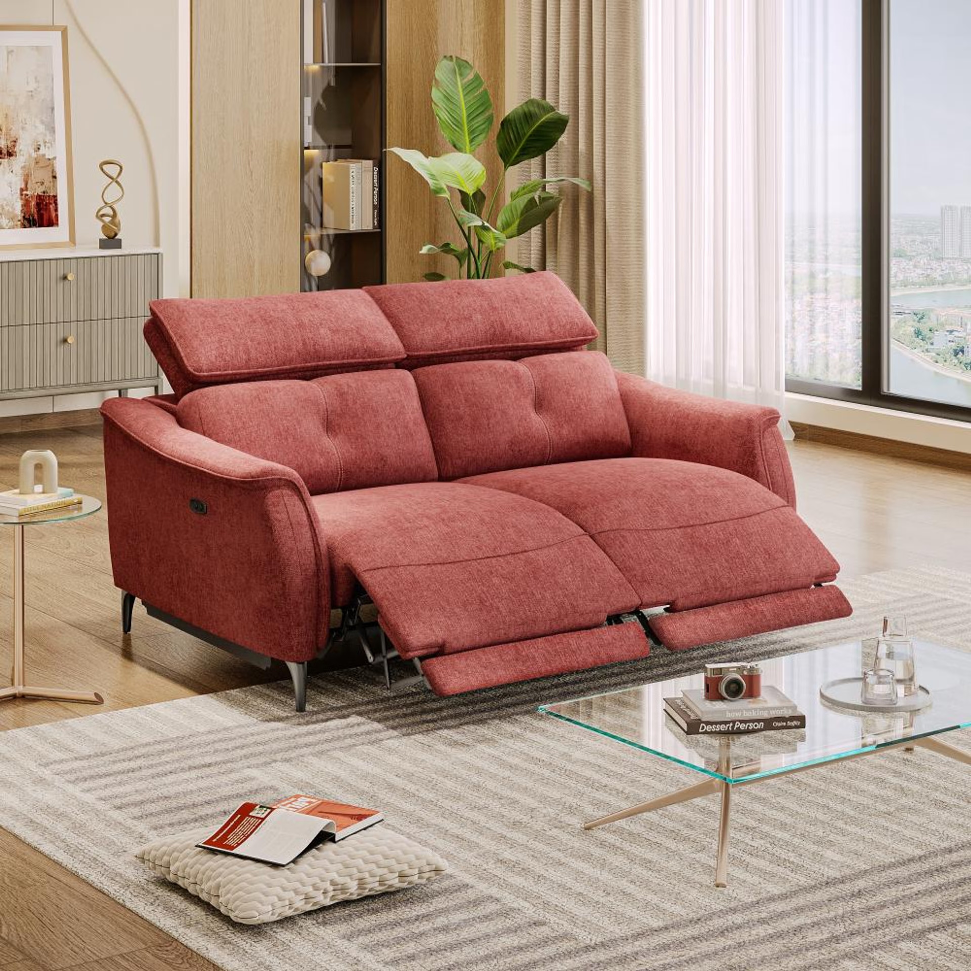 Wakefit Curacao Sofa With Motion - Two Seater Regular, With Motion, Two Seater, Maroon