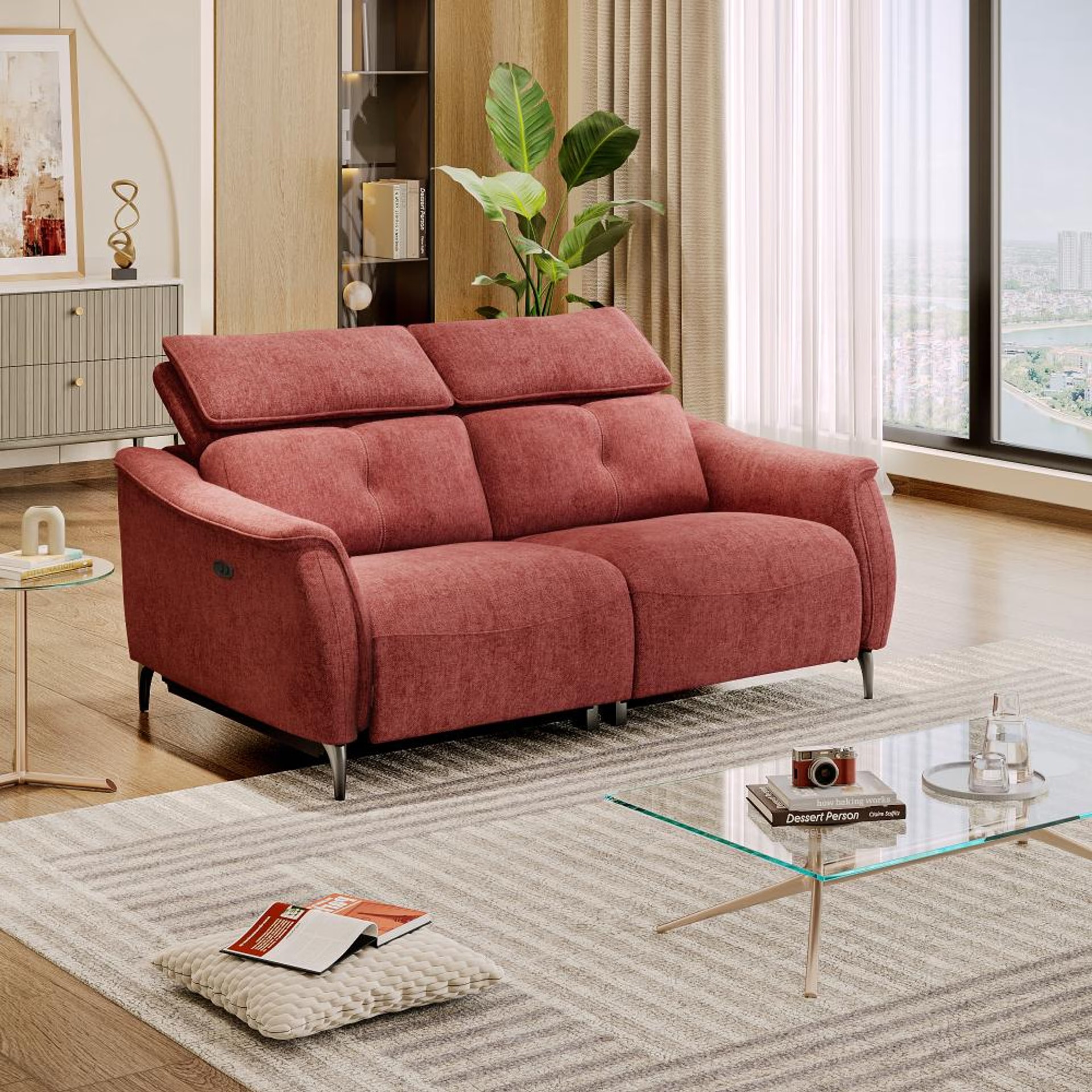 Wakefit Curacao Sofa With Motion - Two Seater Regular, With Motion, Two Seater, Maroon 2 Wakefit Curacao Sofa With Motion - Two Seater Regular, With Motion, Two Seater, Maroon