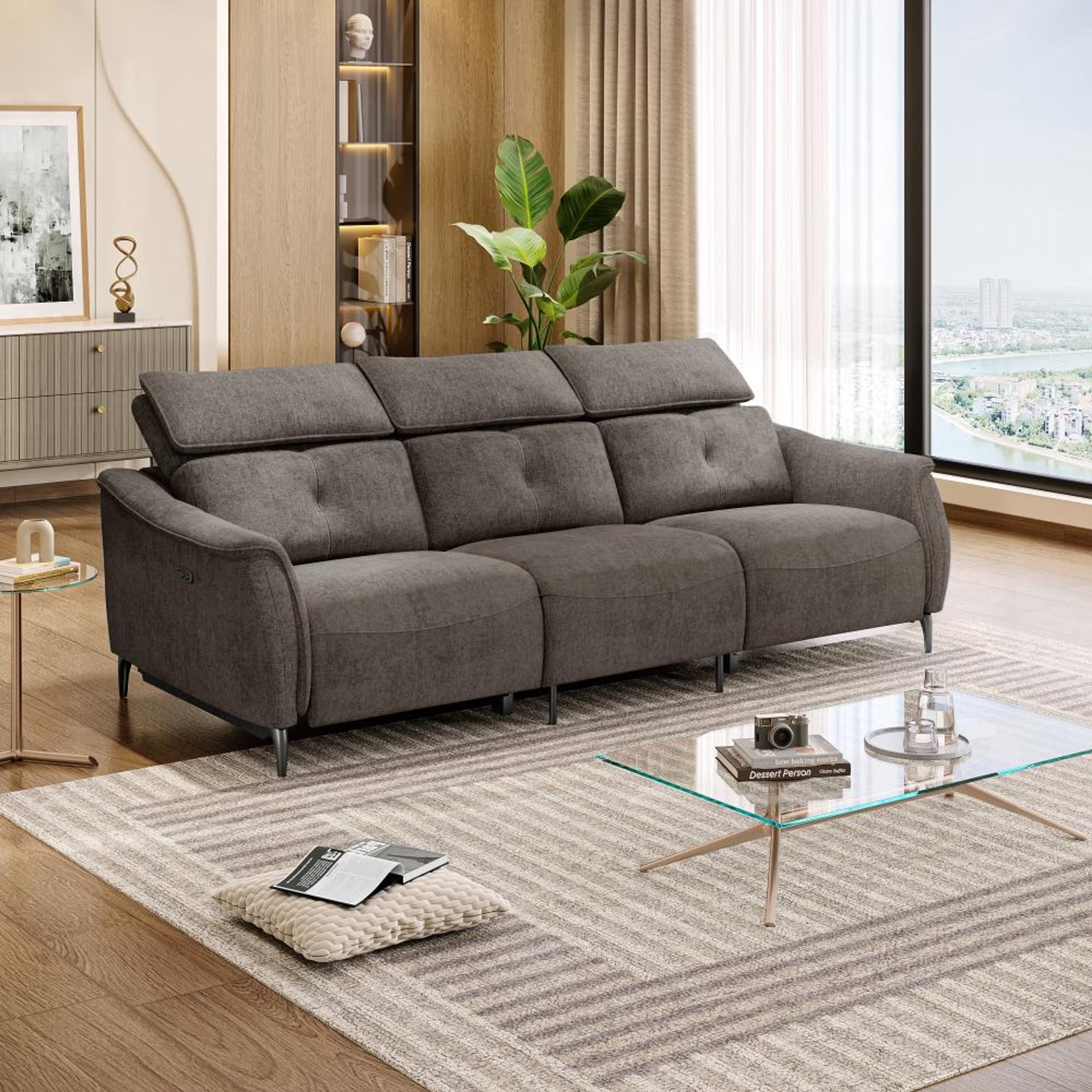 Home 29 Wakefit Curacao Sofa With Motion - Three Seater Regular, With Motion, Three Seater, Grey